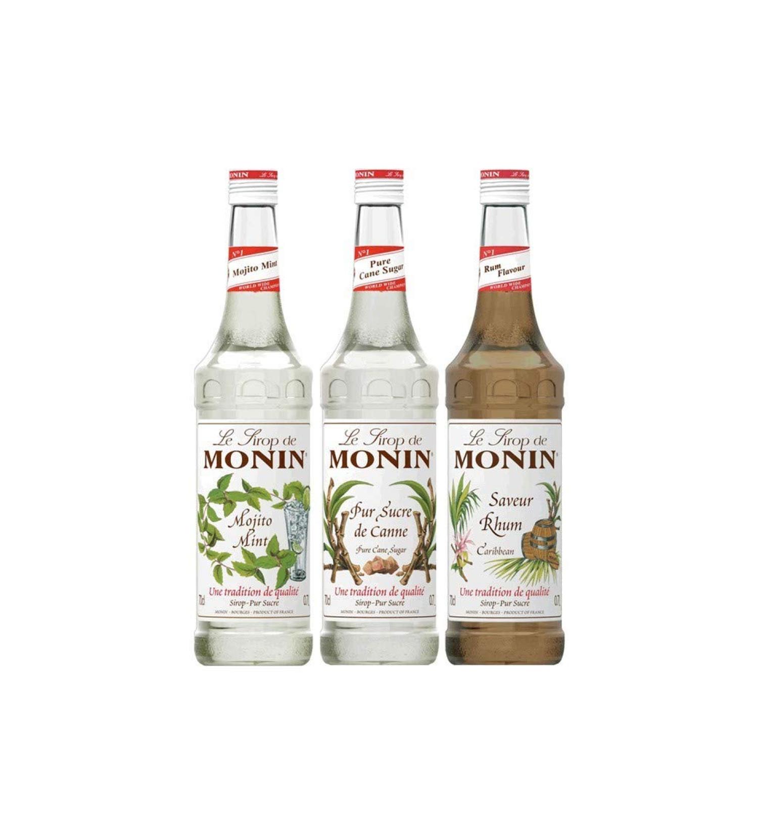 Monin MONIN - Assorted Mojito Syrups Cane Sugar and Rum Flavor for Cocktail Iced Tea and Lemonades - Natural Flavors - 3x70cl