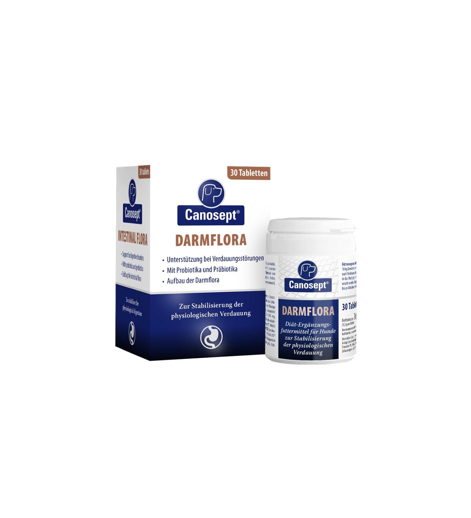 Canosept Intestinal Flora for Dogs - Probiotics & Prebiotics | 30 Tablets for Digestive Health & Support - Buy Online on GoSupps.com