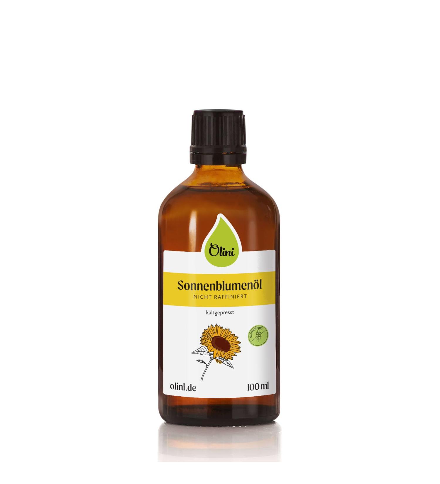 Olini Sunflower Oil 100ml - Cold Pressed Fresh & Natural Cooking Oil in Glass Bottle - Buy Online on GoSupps.com