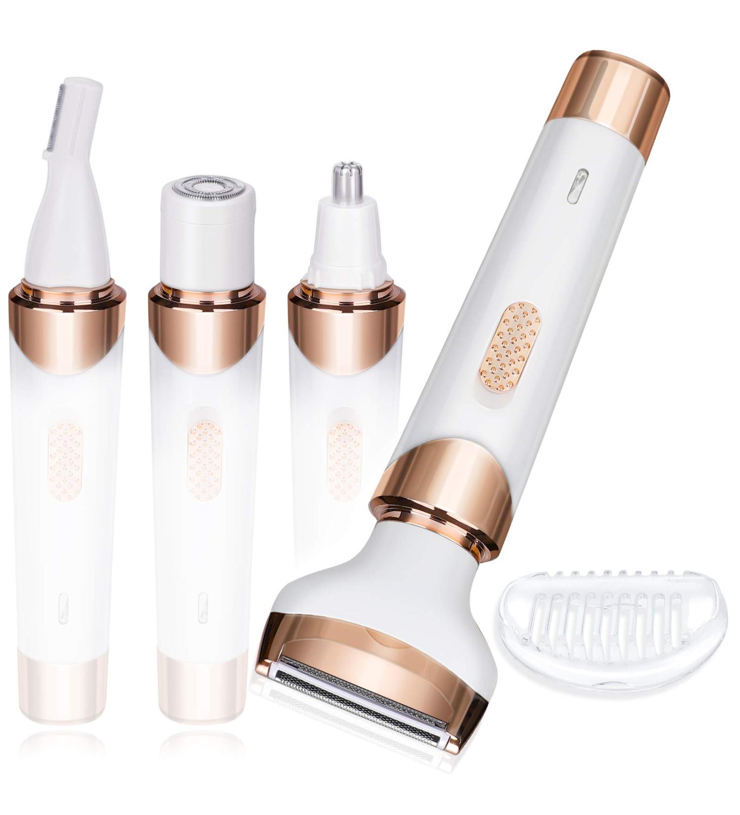 MHSY Electric Razor for Women - 4 in 1 Painless Shaver for Bikini Trimming, Wet & Dry, Rechargeable Cordless Hair Remover for Face, Legs, Underarms - Eyebrow, Nose Grooming Tool - Buy Online on GoSupps.com