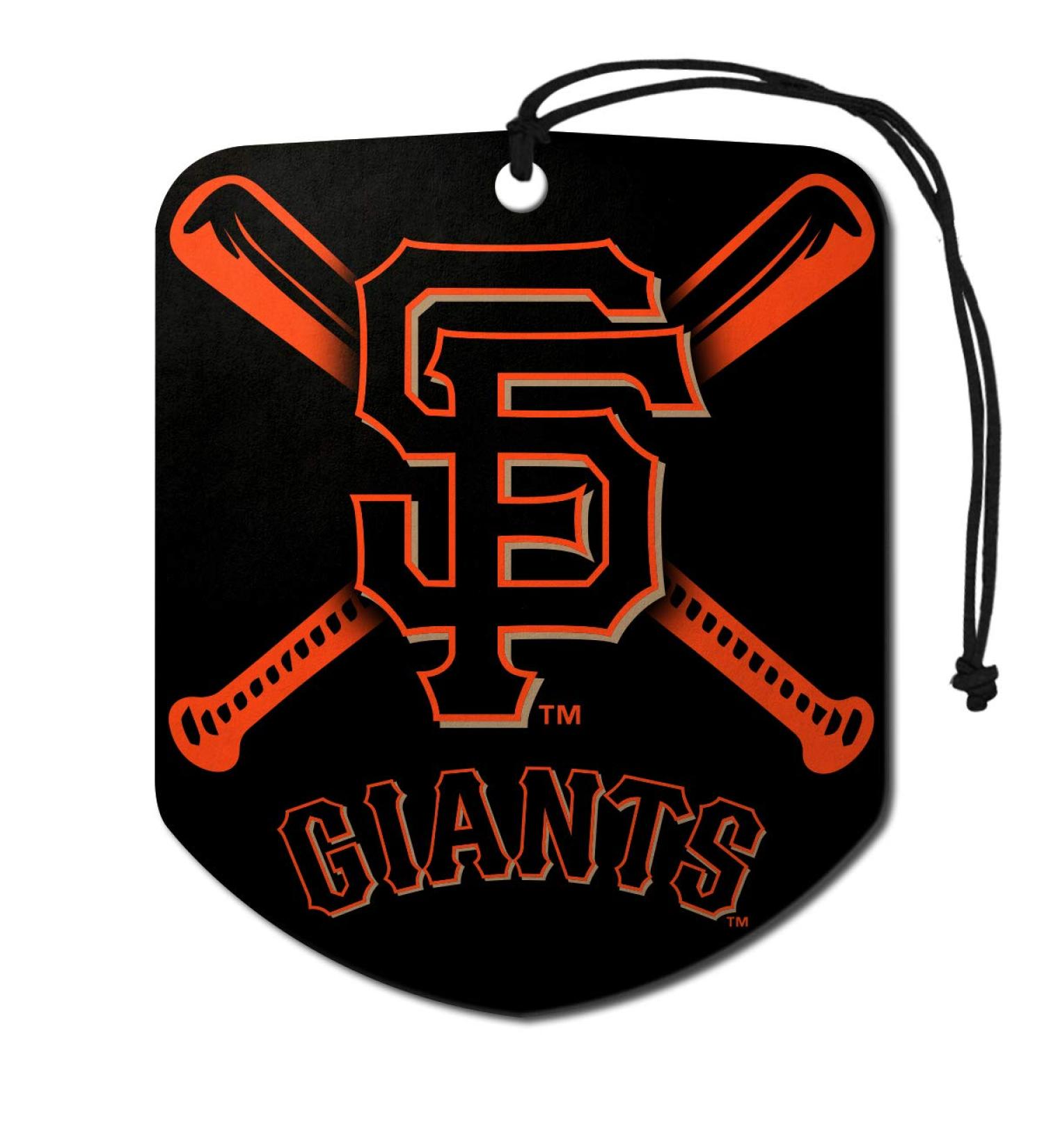 FANMATS 61556 MLB San Francisco Giants Hanging Car Air Freshener, 2 Pack, Black Ice Scent, Odor Eliminator, Shield Design with Team Logo