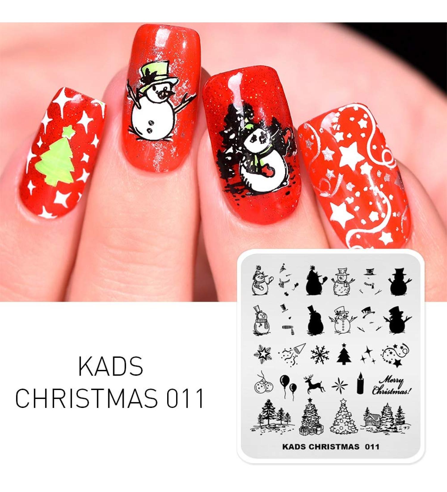 KADS Christmas Nail Stamping Plate - Festive Elk, Snowman, Bell, Balloon, Christmas Tree Design (CH011) - Buy Online on GoSupps.com