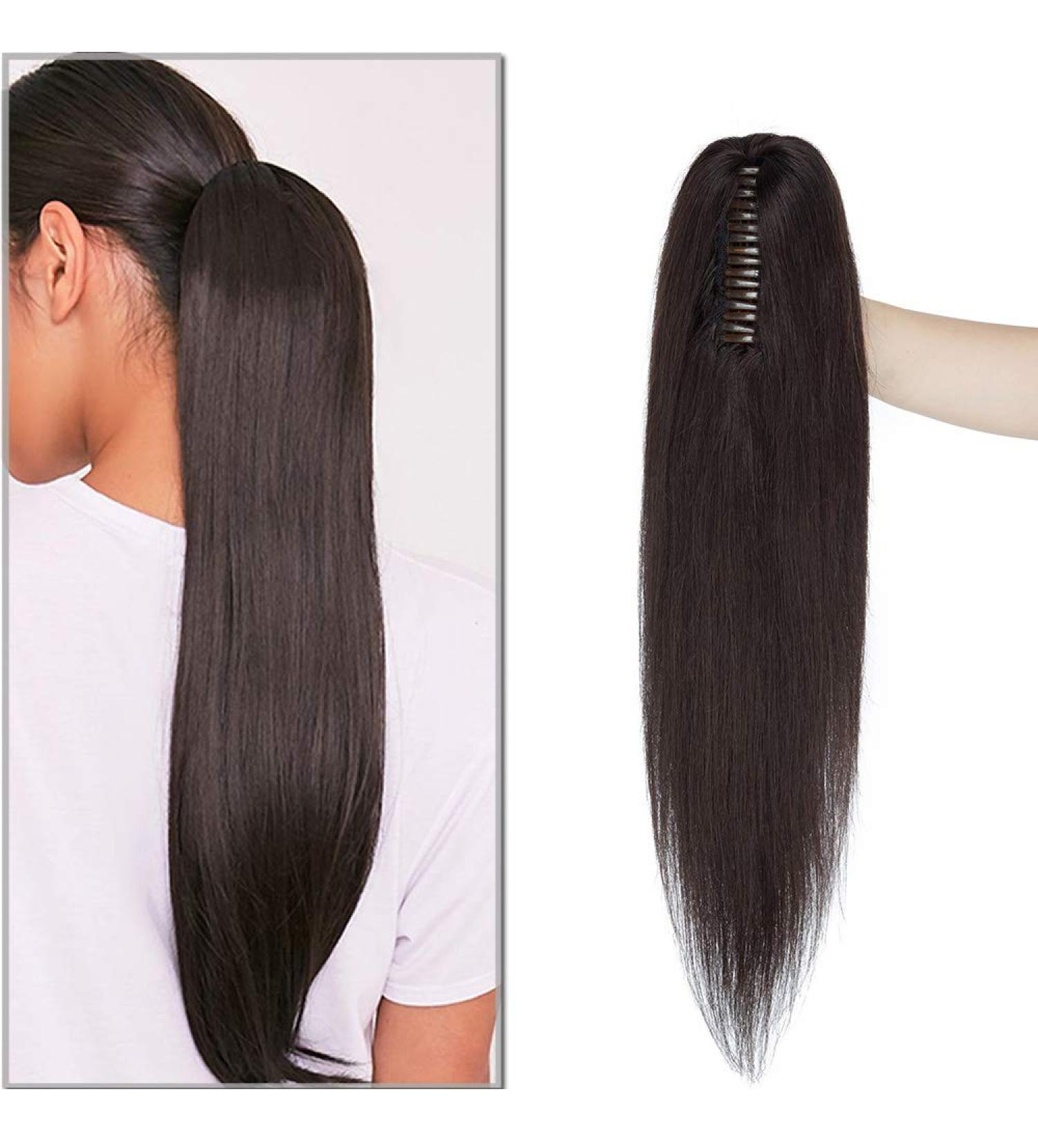 Real Hair Ponytail Extension - 100% Remy Clip-In Braid Natural Black #1B | 16 (40cm) Sego Hair Extensions for Effortless Style - Buy Online on GoSupps.com