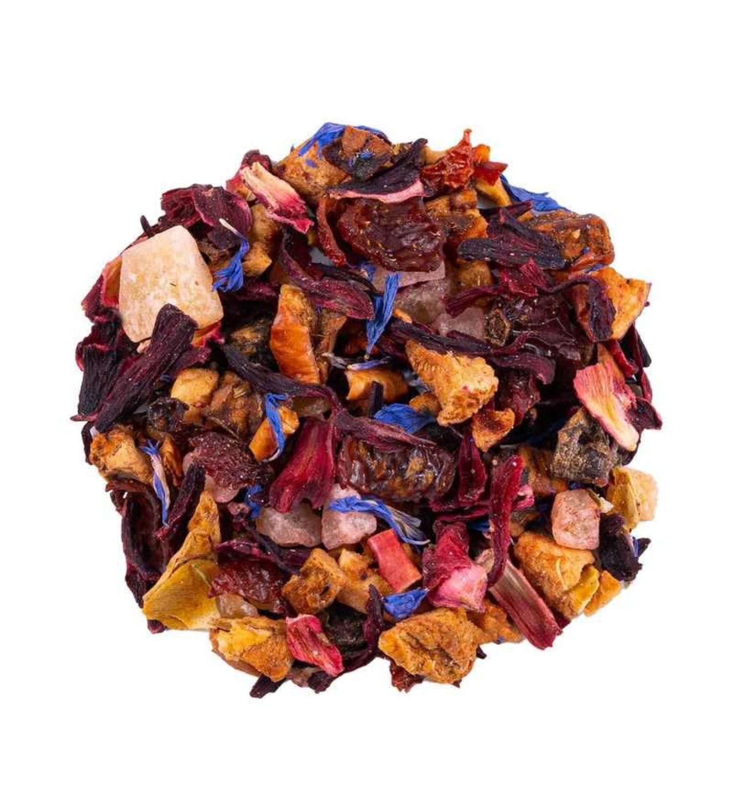 La Tasterie Samba loose leaf infusion 100g / 40 cups / Hot or cold infusion / Hibiscus / Citrus / Exotic fruits / Caffeine-free / Suitable for children / Cooking / Sorbet / Wellness.