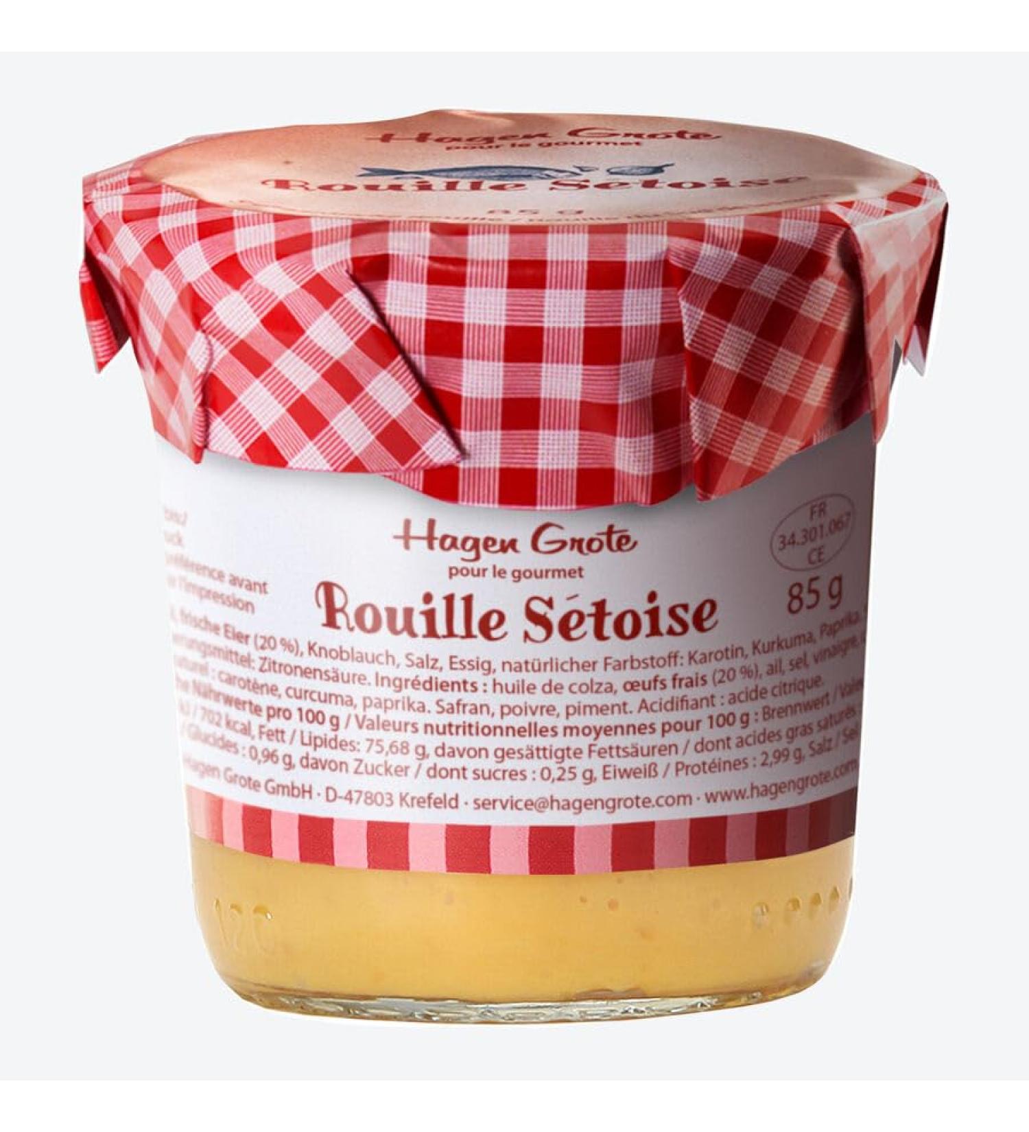Hagen Grote Rouille Sétoise 85 g Glass, Speciality of French Sète Mayonnaise with Fine Garlic and Saffron Flavour for Fish, Seafood and Chopsticks