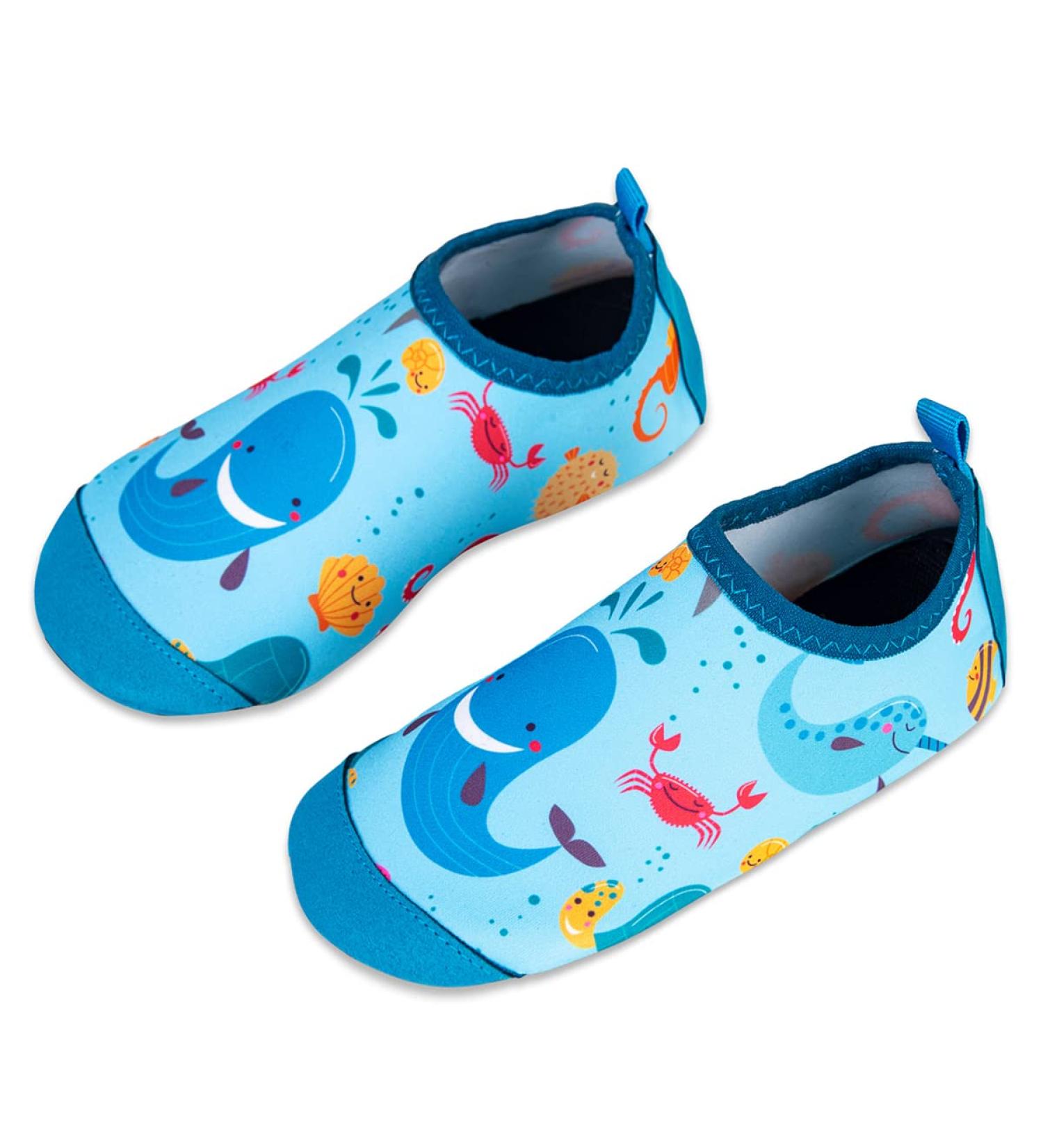 Blue Whale Kids Beach Swim Shoes - Non-Slip Aqua Socks for Boys and Girls 7/7.5 UK Child - Quick Dry Water Sport Shoes for Pool, Surfing, Yoga and Garden - Buy Online on GoSupps.com