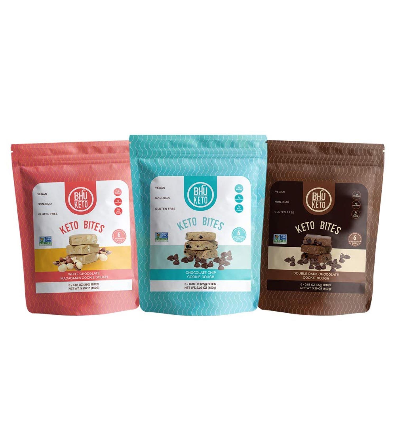 BHU Keto Bites Variety Pack - 3 Bags | Low Carb, High Protein Snacks - Buy Online on GoSupps.com