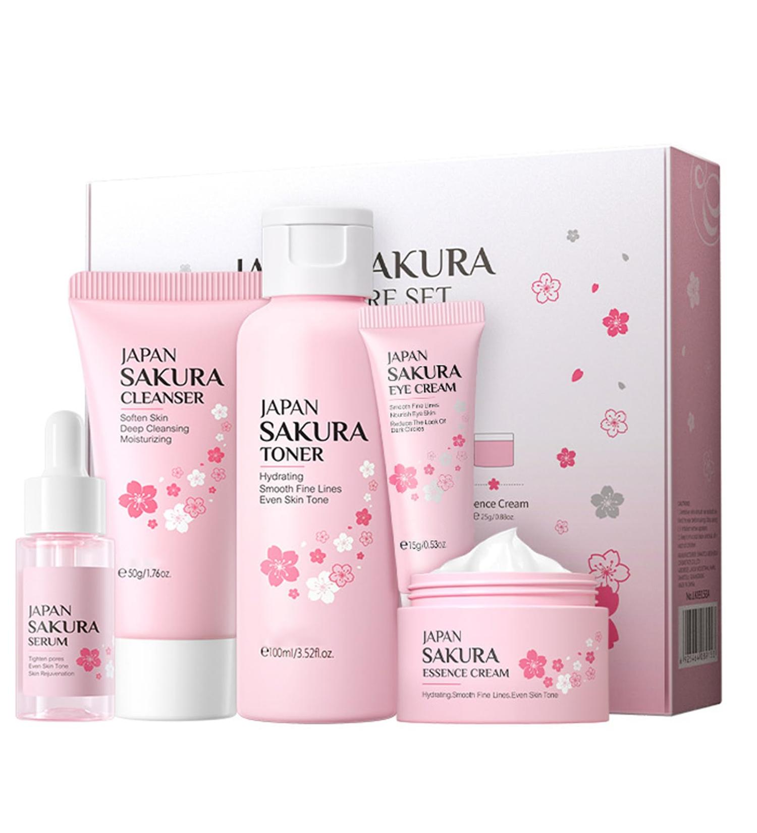 Cherry Blossoms Skin Care Set for Women & Girls | Complete Beauty Gift Kit with Cleanser Serum Cream Toner & Eye Cream - Buy Online on GoSupps.com