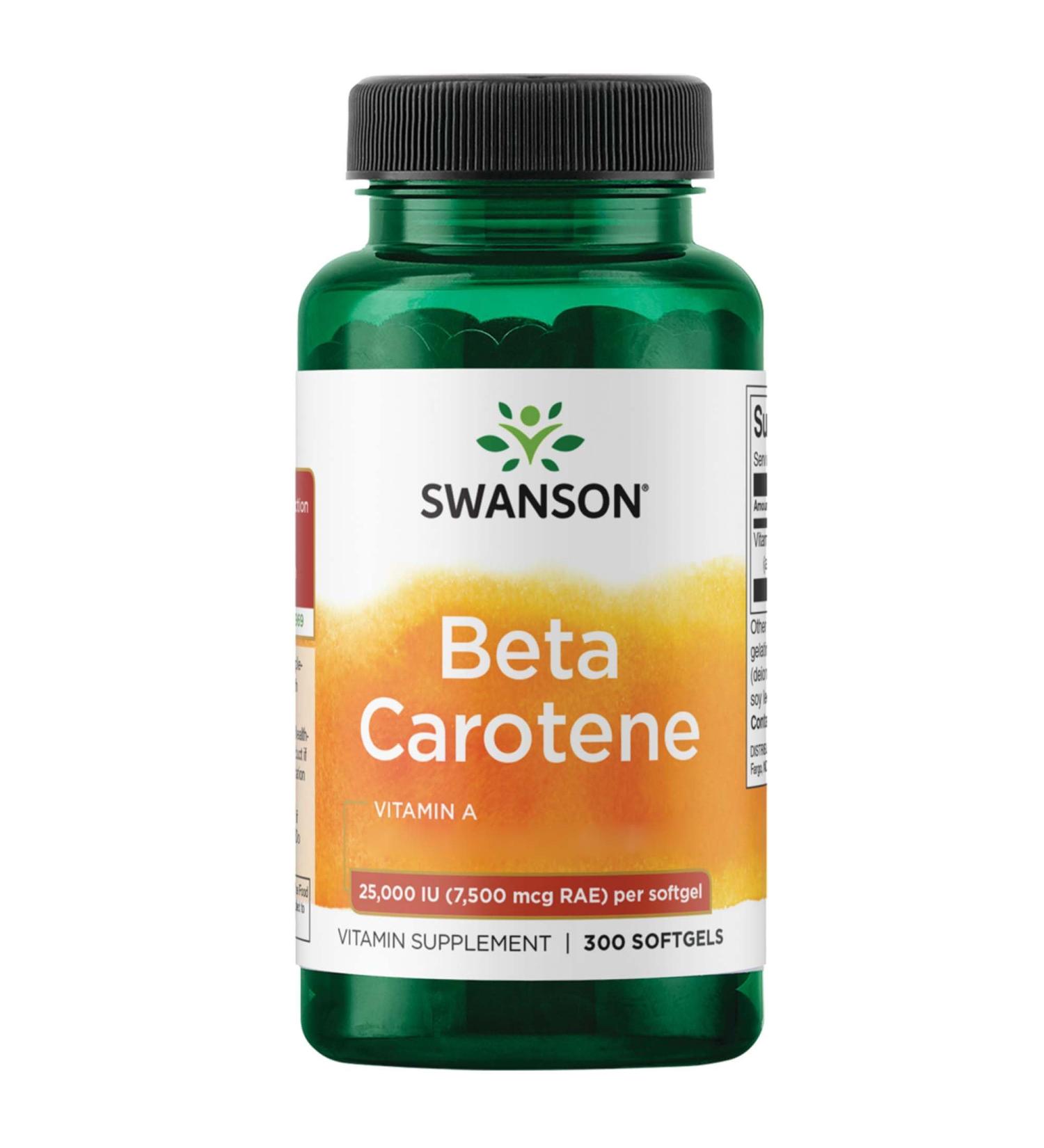 Swanson Beta Carotene 25000 IU - High Dose 7500mcg Softgels Gluten-Free Non-GMO Laboratory Tested - 300 Count - Buy Online on GoSupps.com