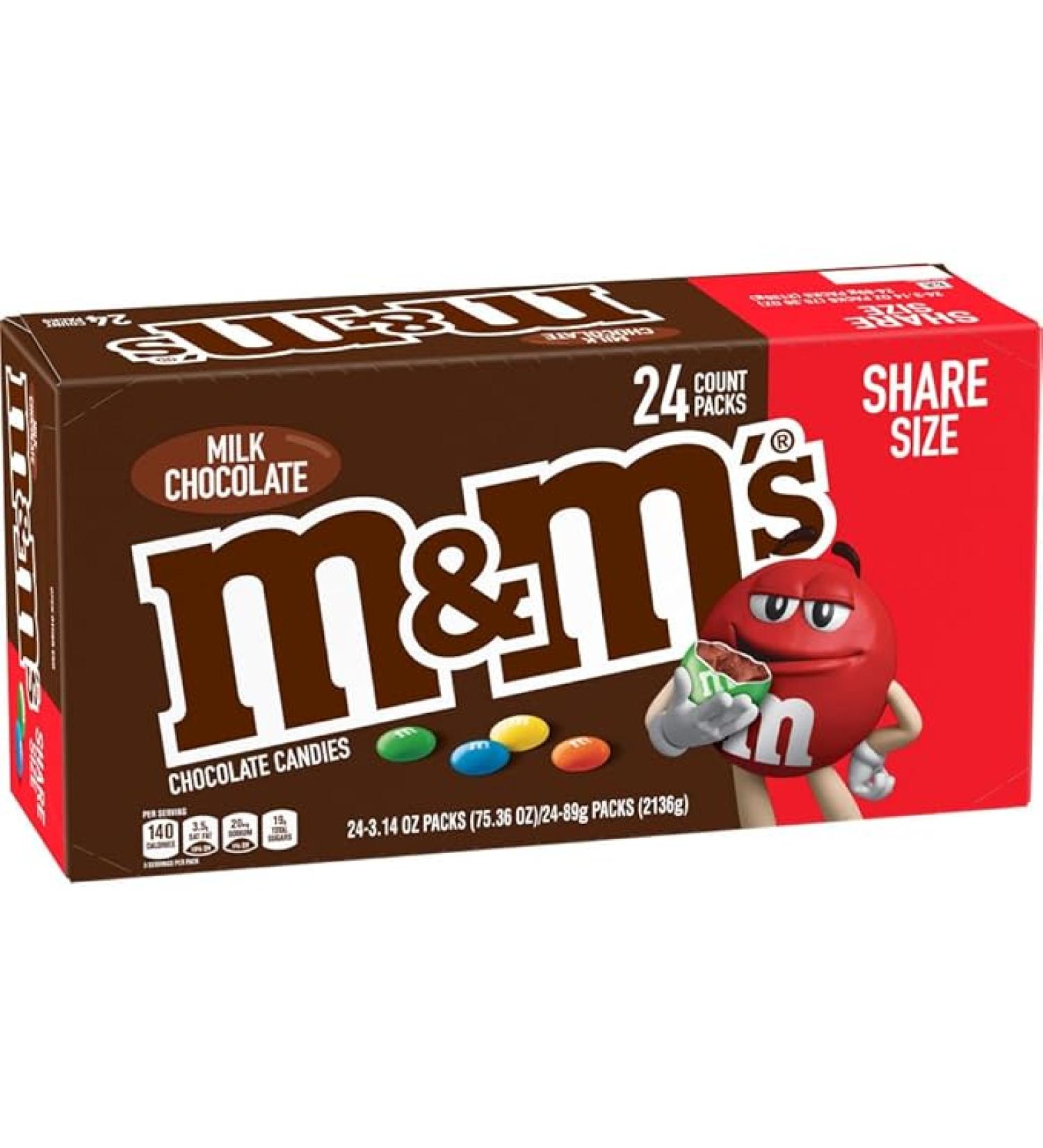 M&M'S Milk Chocolate Candy Sharing Size 3.14 Ounce (Pack of 24) Box - Buy Online on GoSupps.com