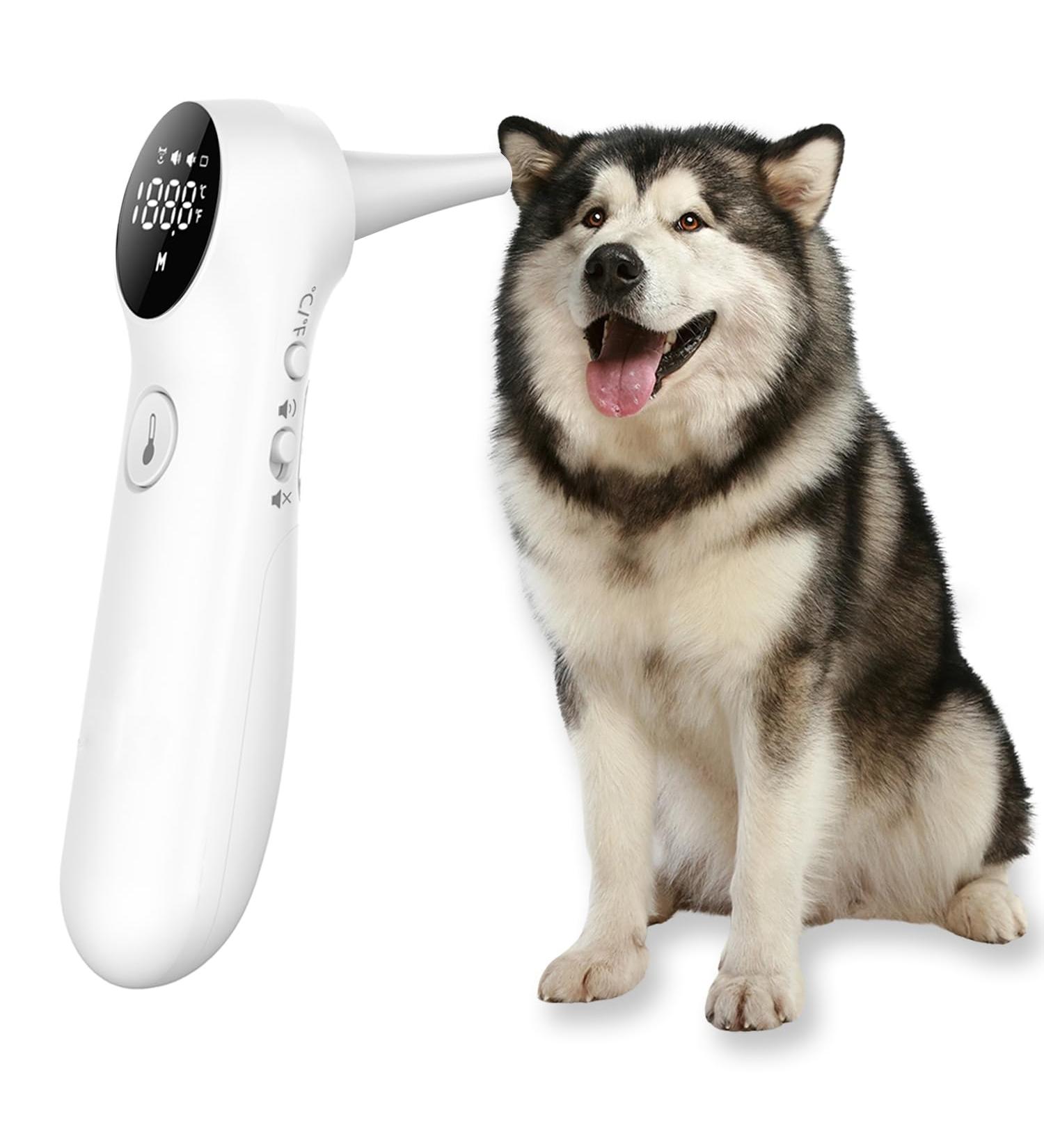 Pet Ear Thermometer for Dogs & Livestock - Fast & Accurate Infrared Temperature Monitor with 20 Swabs - / Switchable - Buy Online on GoSupps.com