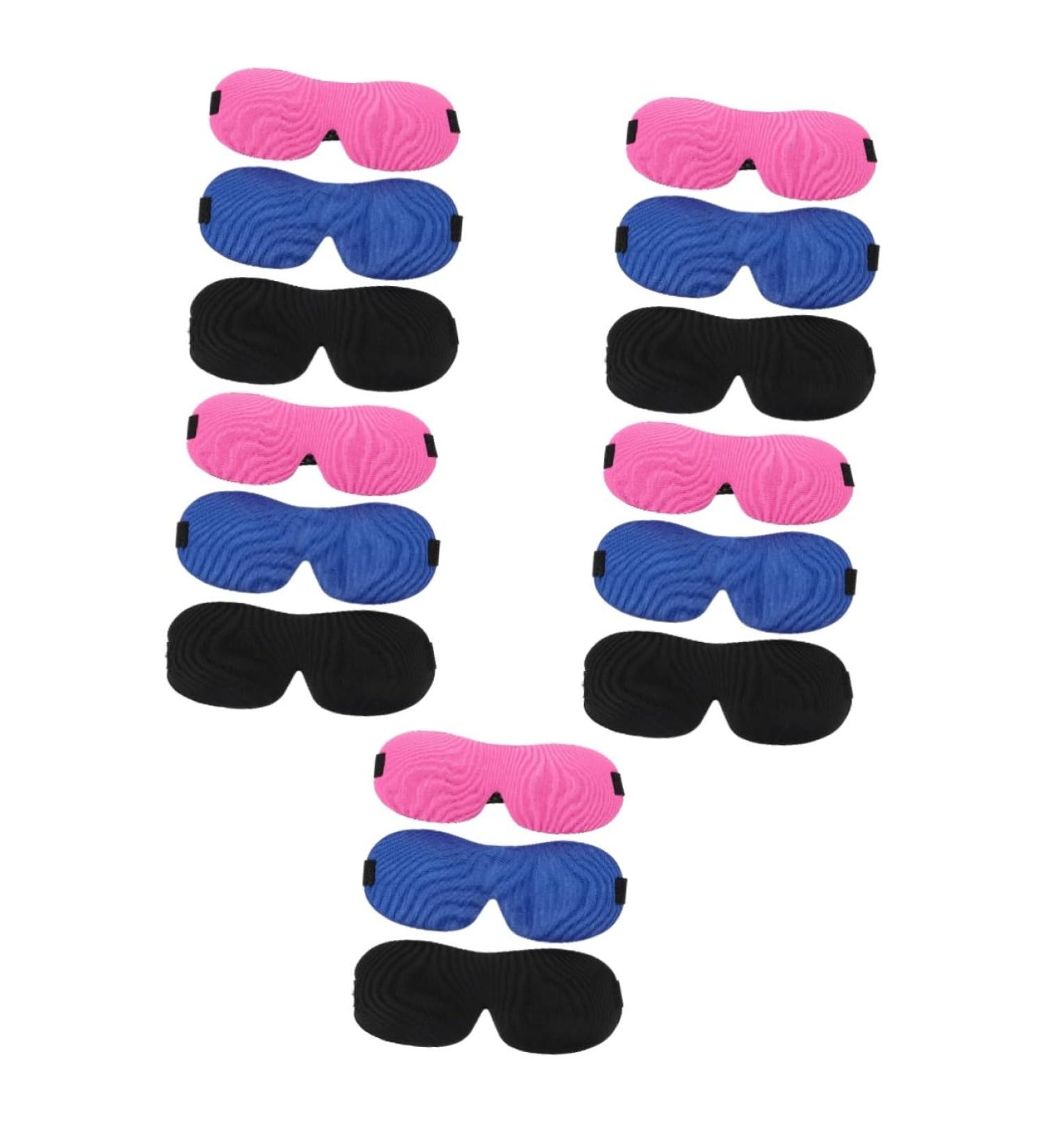Mobestech 15 Pcs 3D Sleep Mask - Comfortable Polyester Eye Masks for Travel - Assorted Colors - Perfect for Airplane Sleep - Buy Online on GoSupps.com
