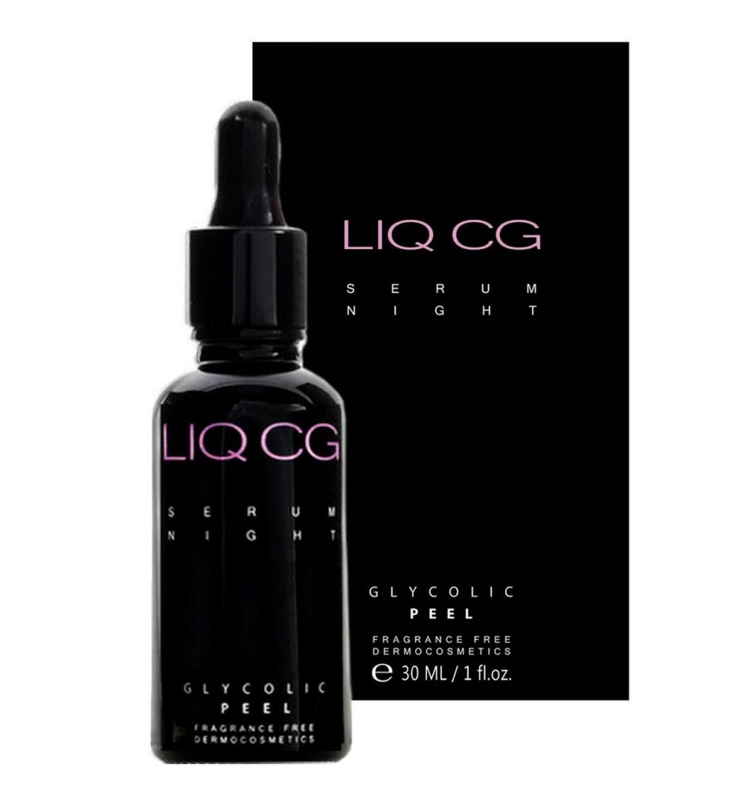 GLYCOLIC PEEL Serum Night for Face LIQ CG. All Skin Types 7% Glycolic Acid + Hyaluronic Acid + Vitamin E. Removes Dead Cells Revealing Smoother Brighter Firmer Younger Looking Skin. Fades Hyperpigmentation Age Spots and Sun Damage. Helps Reduce Fine Lines - Buy Online on GoSupps.com