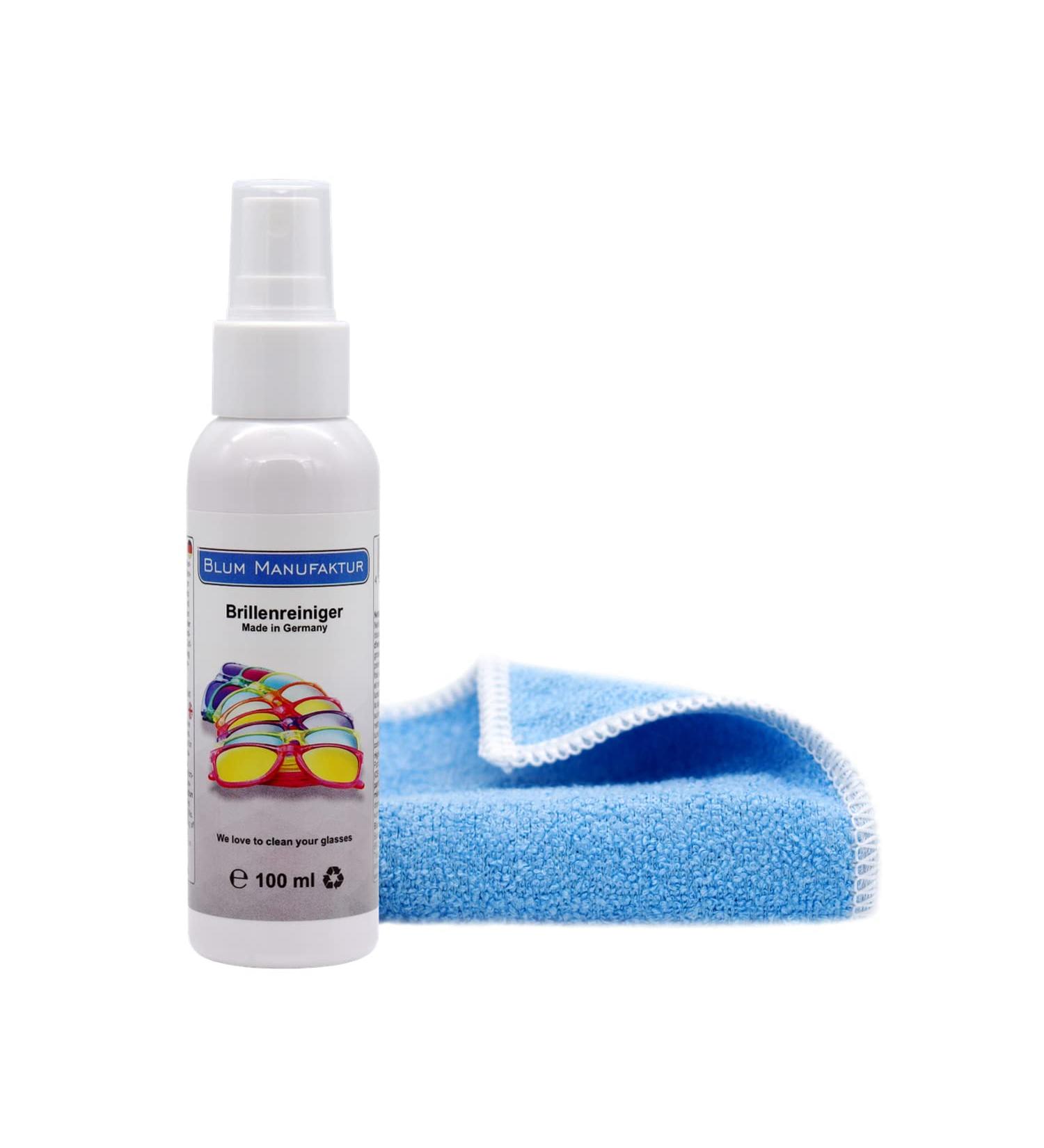 Blum Manufaktur 100ml Glasses Cleaner & Microfiber Cloth - High Quality Spray for Easy & Thorough Cleaning - Buy Online on GoSupps.com