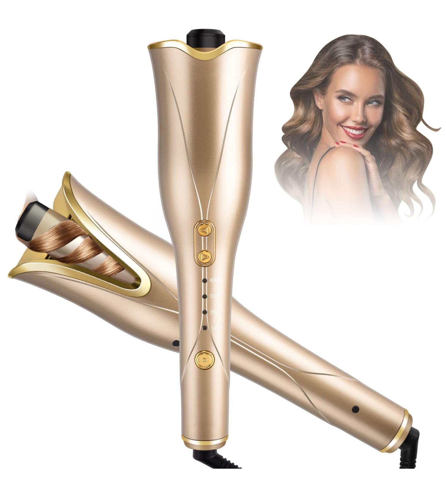 Nityrliv Automatic Hair Curler - Fast Heating Wand for Wavy and Curly Hair - 4 Temps & 3 Timer Settings - Auto Shut-Off - Gold - Buy Online on GoSupps.com