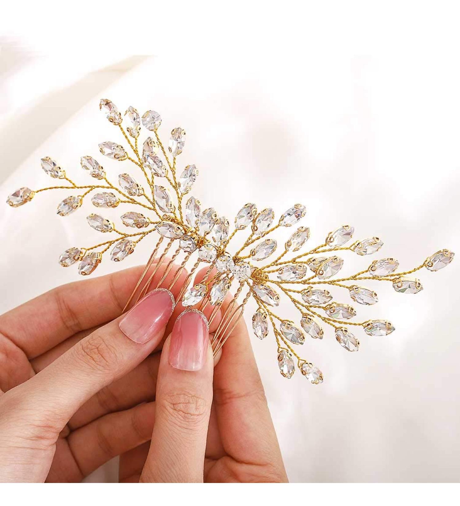 IYOU Bridal Jewelry - Silver Rhinestone Wedding Hair Comb | Crystal Headpiece Accessories for Women & Girls - Buy Online on GoSupps.com