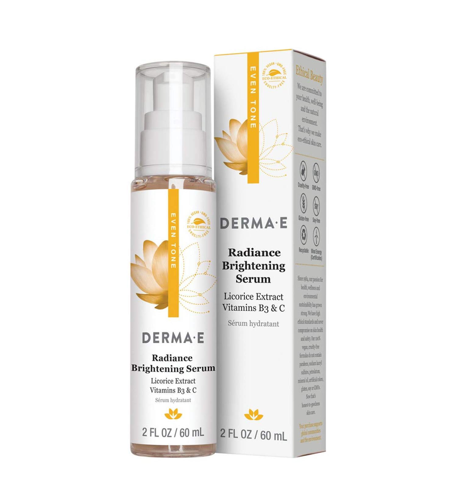 Derma E Radiance Brightening Serum | Even Tone 2 fl oz | Natural Skincare - Buy Online on GoSupps.com