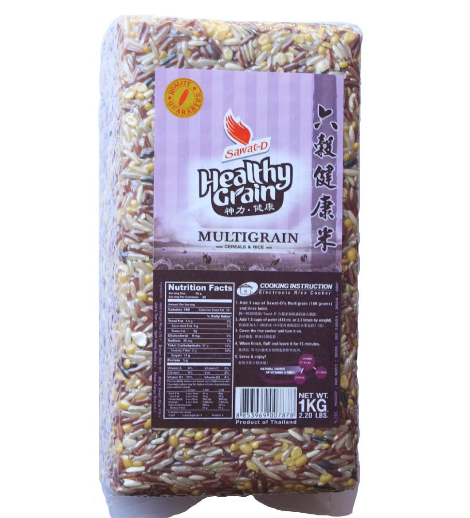 SAWAT-D M lange multi-graines de 6 types de c r ales et de riz "Healthy Grain" - Sans gluten de Tha lande - Sac de 1KG (1 paquet de 1KG) 1 Kilogrammes