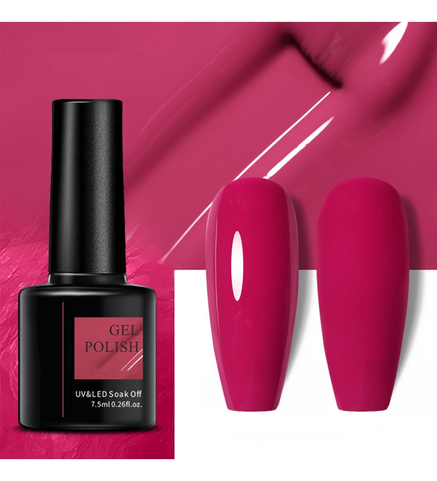 Gel Nail Polish Glitter Nude Gel Polish Kit Soak-Off UV/LED Nail Polish Gel Gift for Nail Art Salon DIY Home (Rose Red) (008) - Buy Online on GoSupps.com