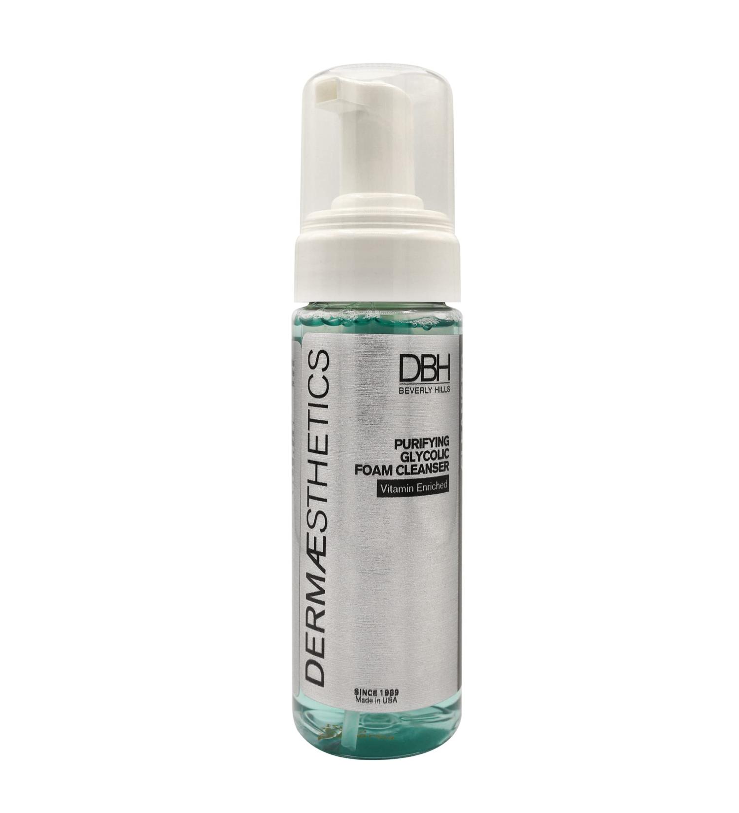 DBH Dermaesthetics Purifying Glycolic Foam Cleanser - Oil Free Face Wash for Oily & Sensitive Skin with 3% Glycolic Acid - Made in USA - Buy Online on GoSupps.com