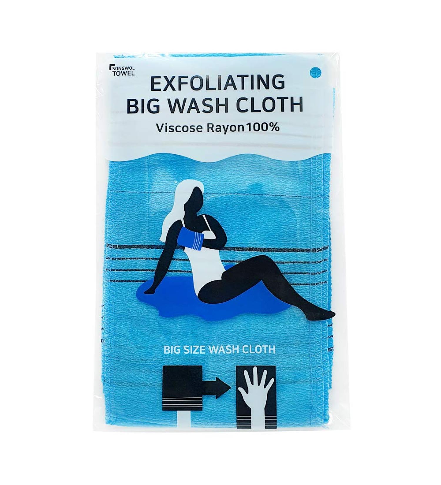 Korean Exfoliating Bath Gloves - Songwol Towel, 100% Viscose, Sky Blue (5 Pcs) - Buy Online on GoSupps.com