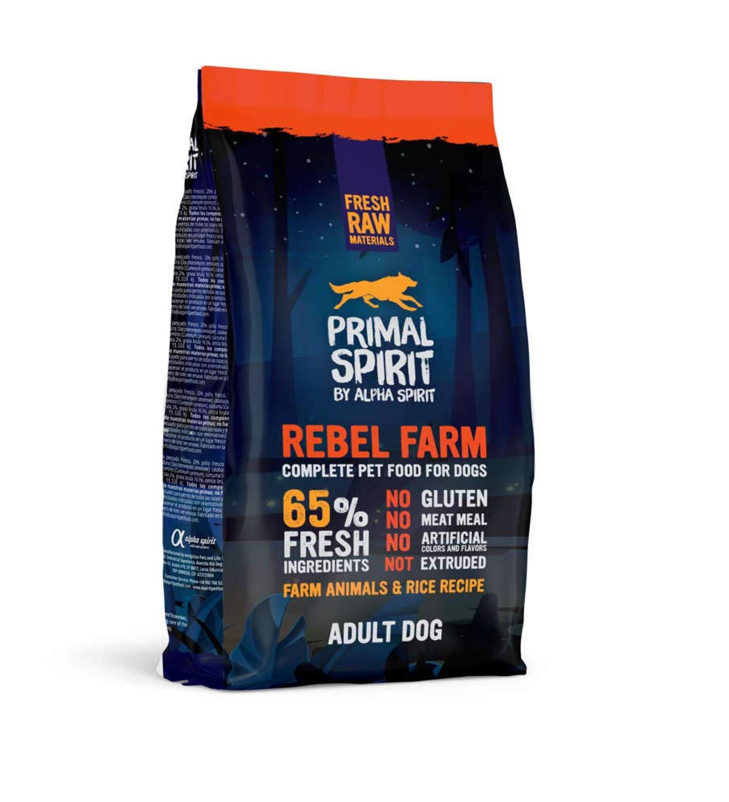 Primal Spirit 8436586310882 65% Rebel Fram Adult Dog Food 1 Kg