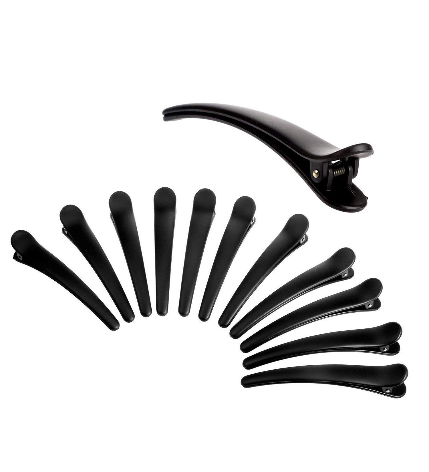 iwobi 12 Pcs Women Plastic Crocodile Hair Clips Hairdresser Sectioning clips Combi-clip Card (Black) - Buy Online on GoSupps.com