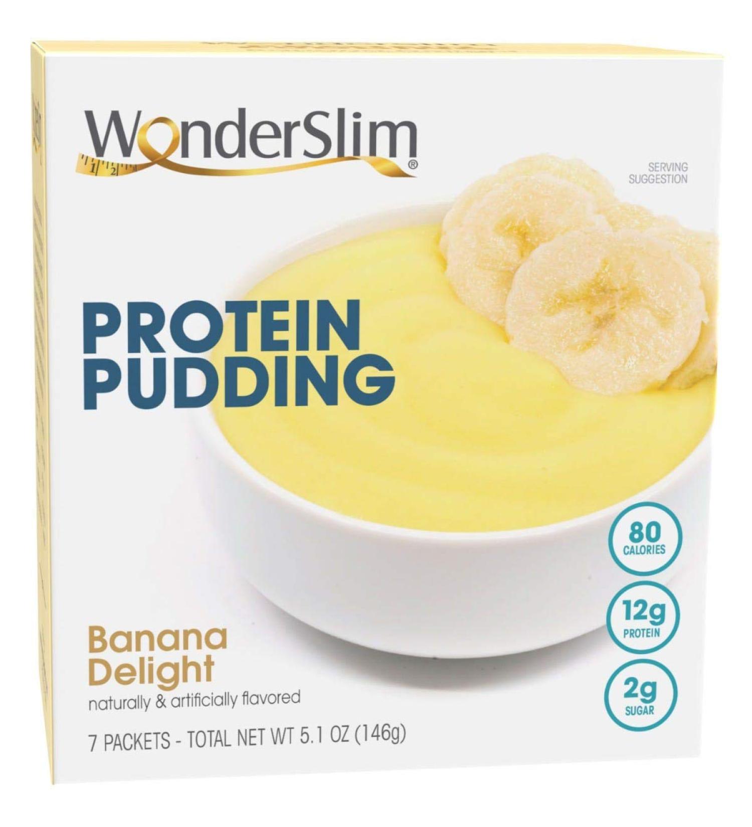 WonderSlim Protein Pudding Banana Delight - Low Calorie High Protein Dessert (7ct) - Buy Online on GoSupps.com