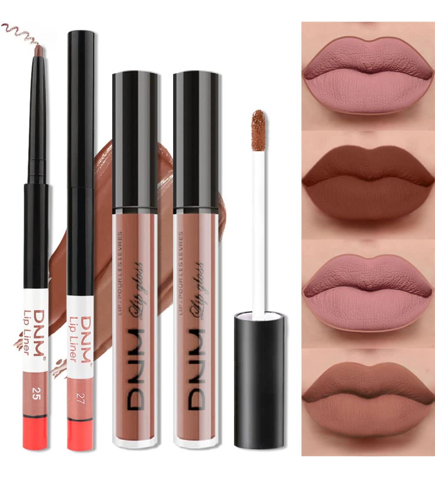 Brown Nude Liquid Matte Lipstick and Lipliner Set - Waterproof 24 Hour Wear Lip Stain Gift for Girls and Women - 0.35 Fl Oz (Pack of 1) - Buy Online on GoSupps.com