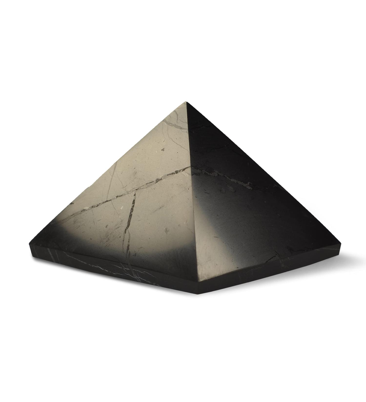 Authentic 50mm Shungite Pyramid - Polished Chakra Energy Healing Crystal for Meditation Reiki & Home Office Protection - Buy Online on GoSupps.com