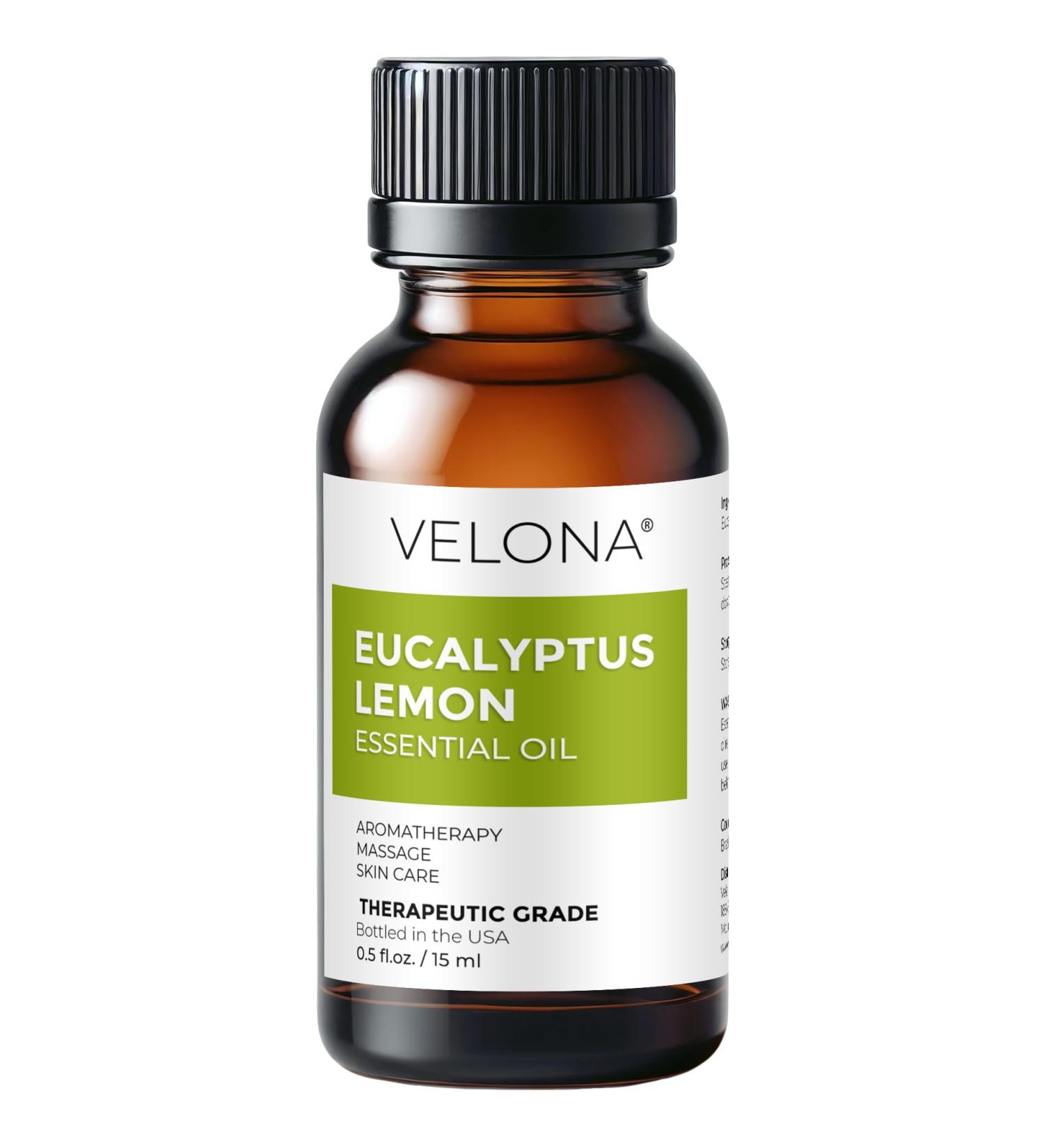 Eucalyptus Lemon Essential Oil by Velona - 0.5 Fl Oz | Therapeutic Grade for Aromatherapy Diffuser Undiluted... - Buy Online on GoSupps.com