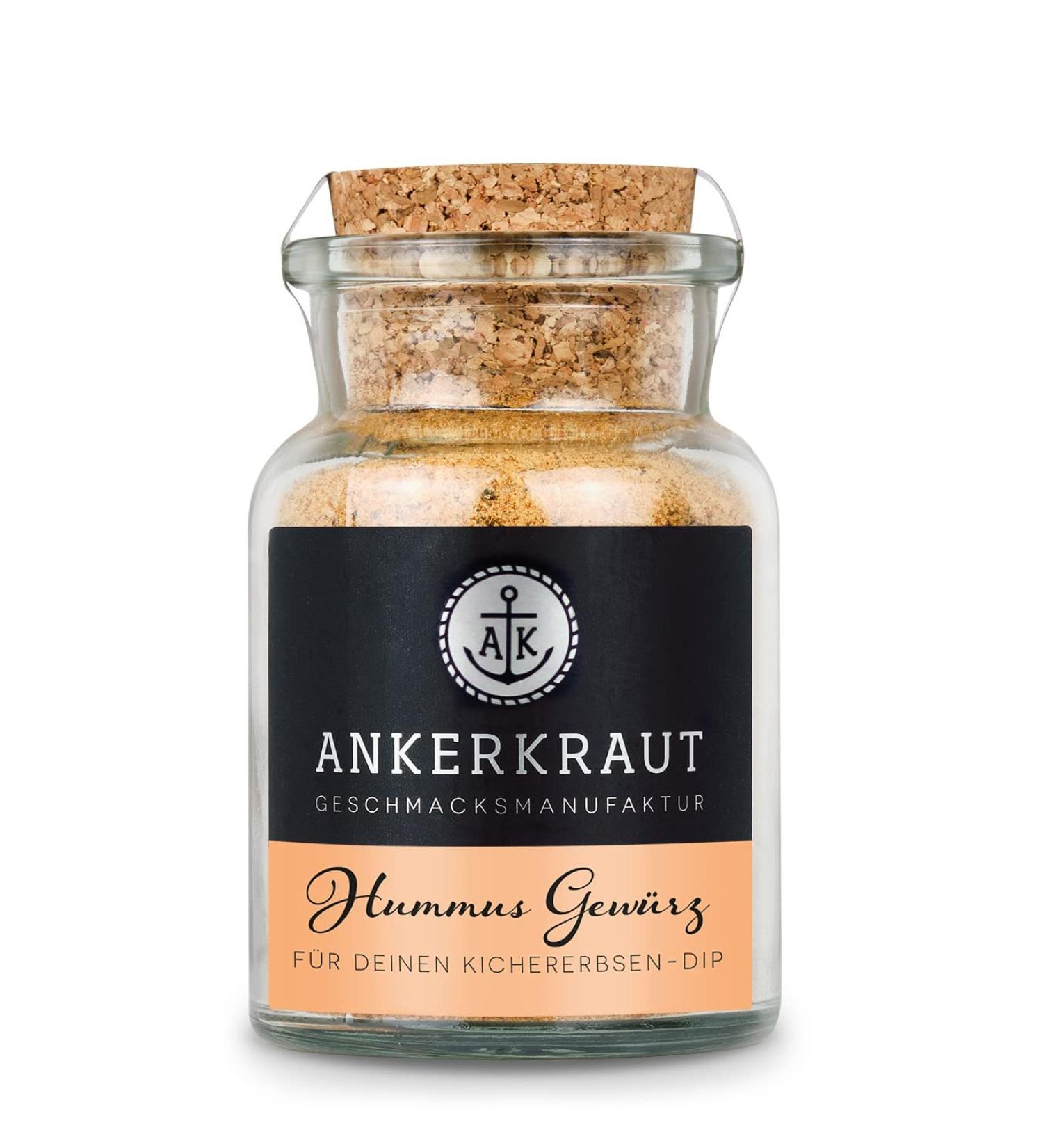 Ankerkraut Hummus Spice 105g - Authentic Chickpea Dip & Falafel Wrap Sauce | Perfect for Vegetables & Crackers | Gourmet Flavor in Cork Glass - Buy Online on GoSupps.com