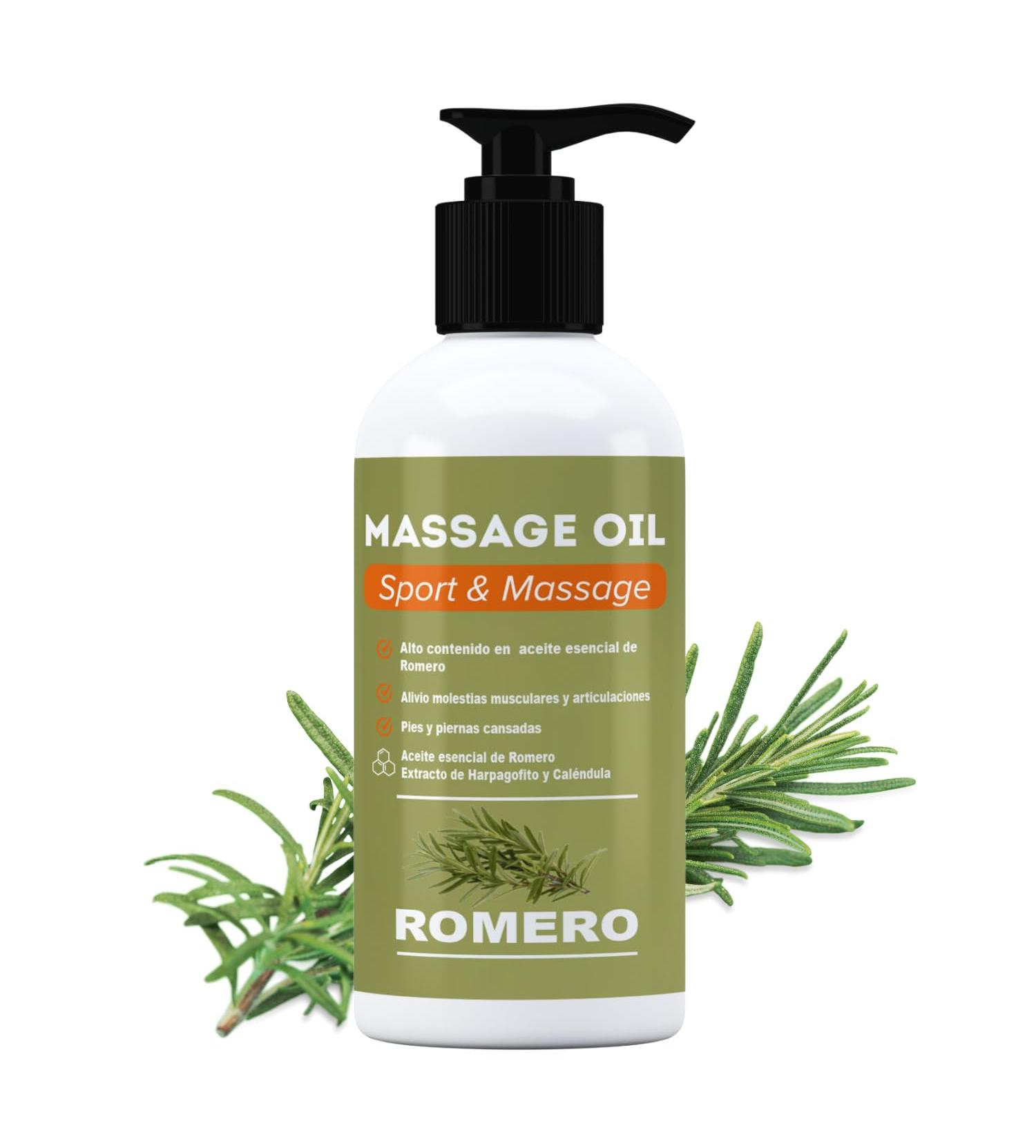  QKnatur ROSEMARY - Massage oil with high content of rosemary essential oil and extracts of Harpagofito and Calendula - Muscle recovery - 250 ml. - Buy Online on GoSupps.com