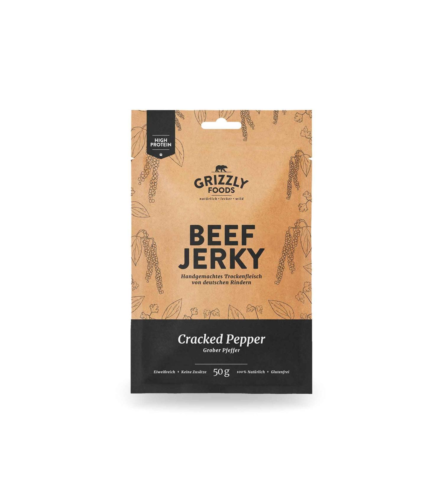 Buy German Beef Jerky 10-Pack - Cracked Pepper Dry Meat (500g) - International Shipping Available - Buy Online on GoSupps.com