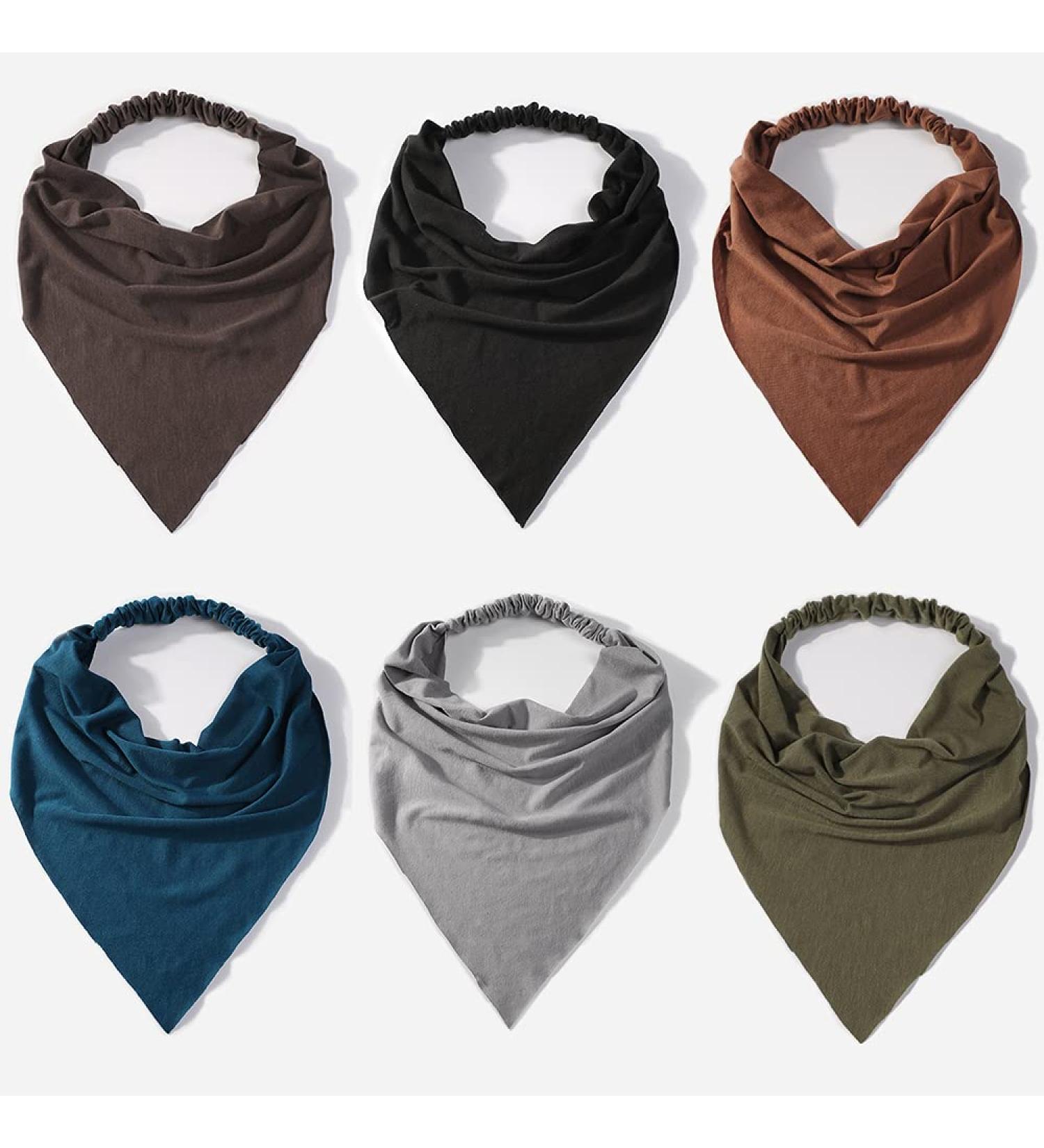 6 Pack Boho Triangle Hair Scarf Headbands for Women - Non Slip Elastic Kerchief Bandana Set with Clips, Solid Colors - Ideal for Teen Girls - Buy Online on GoSupps.com