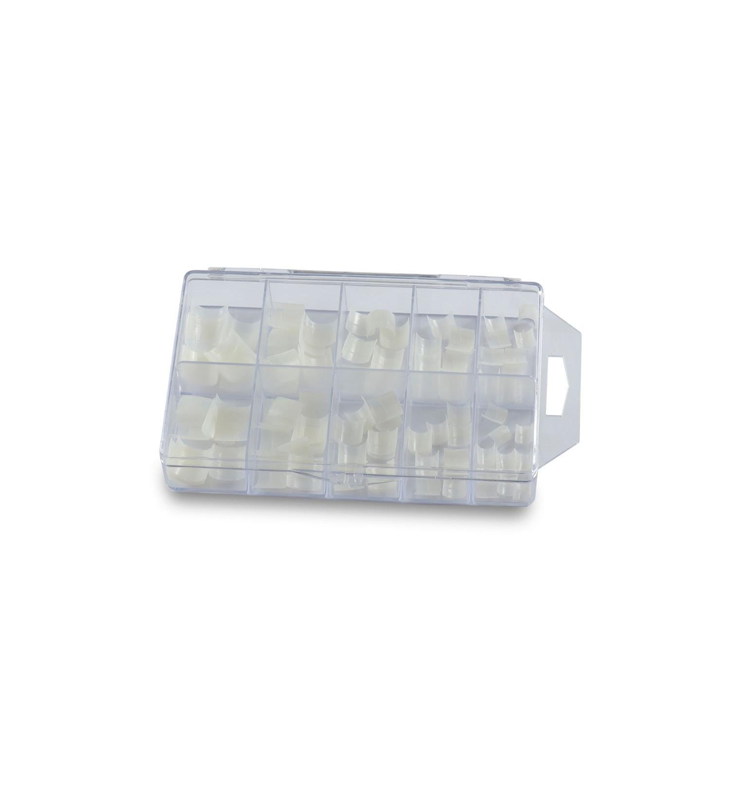 N&BF French Nail Tips - 100 Piece Set | Professional Smileline Nail Extensions | Versatile Art Nails in 10 Sizes | Nilip Sorting Box - Buy Online on GoSupps.com