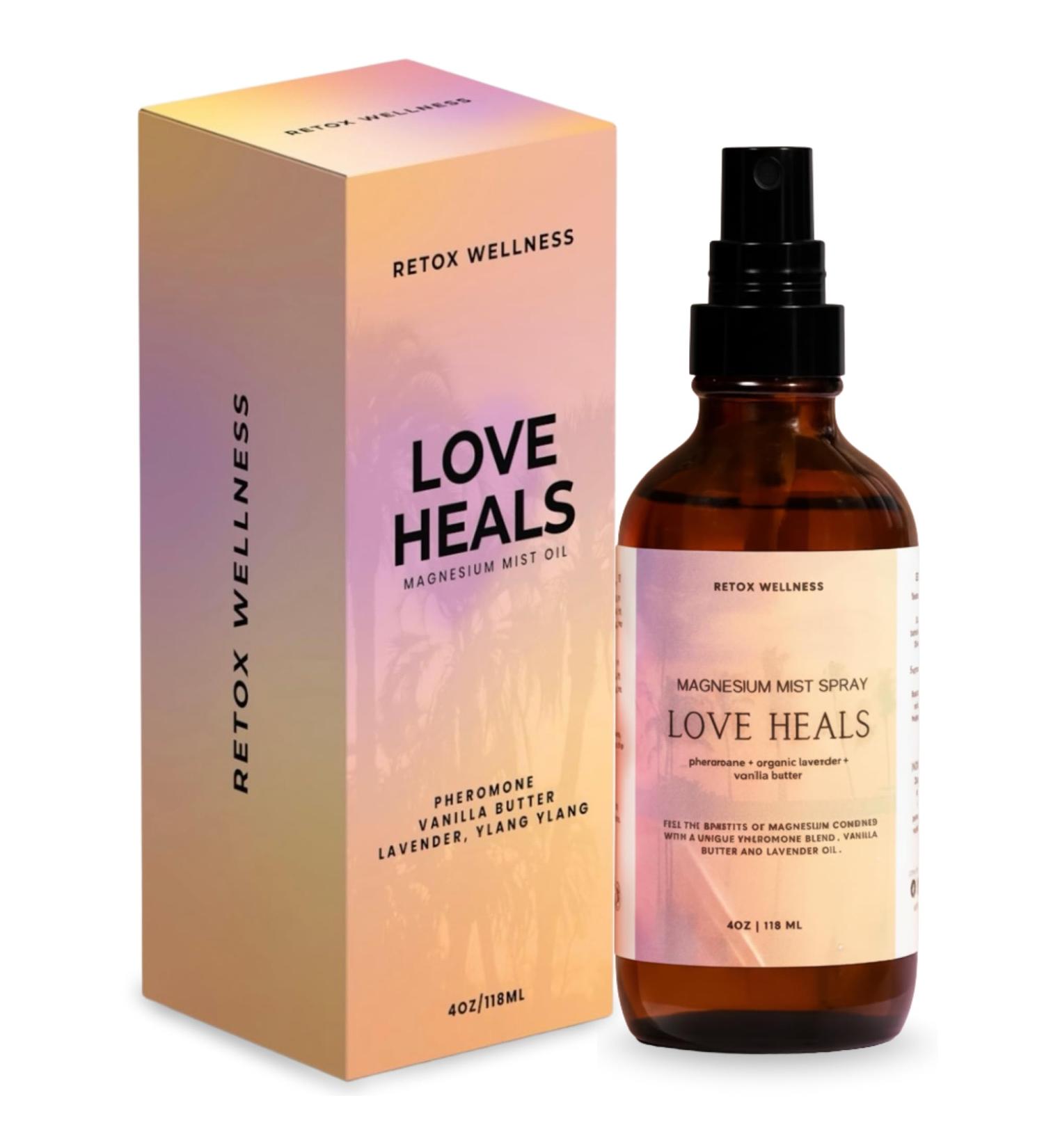 Retox Wellness LOVE HEALS Magnesium Mist| Pure Magnesium Oil Spray with Lavender & Vanilla| Body & Foot Spray Refreshes Tired Skin| Calming Essential Oils for Relaxing & Uplifting Feel 4oz - Buy Online on GoSupps.com