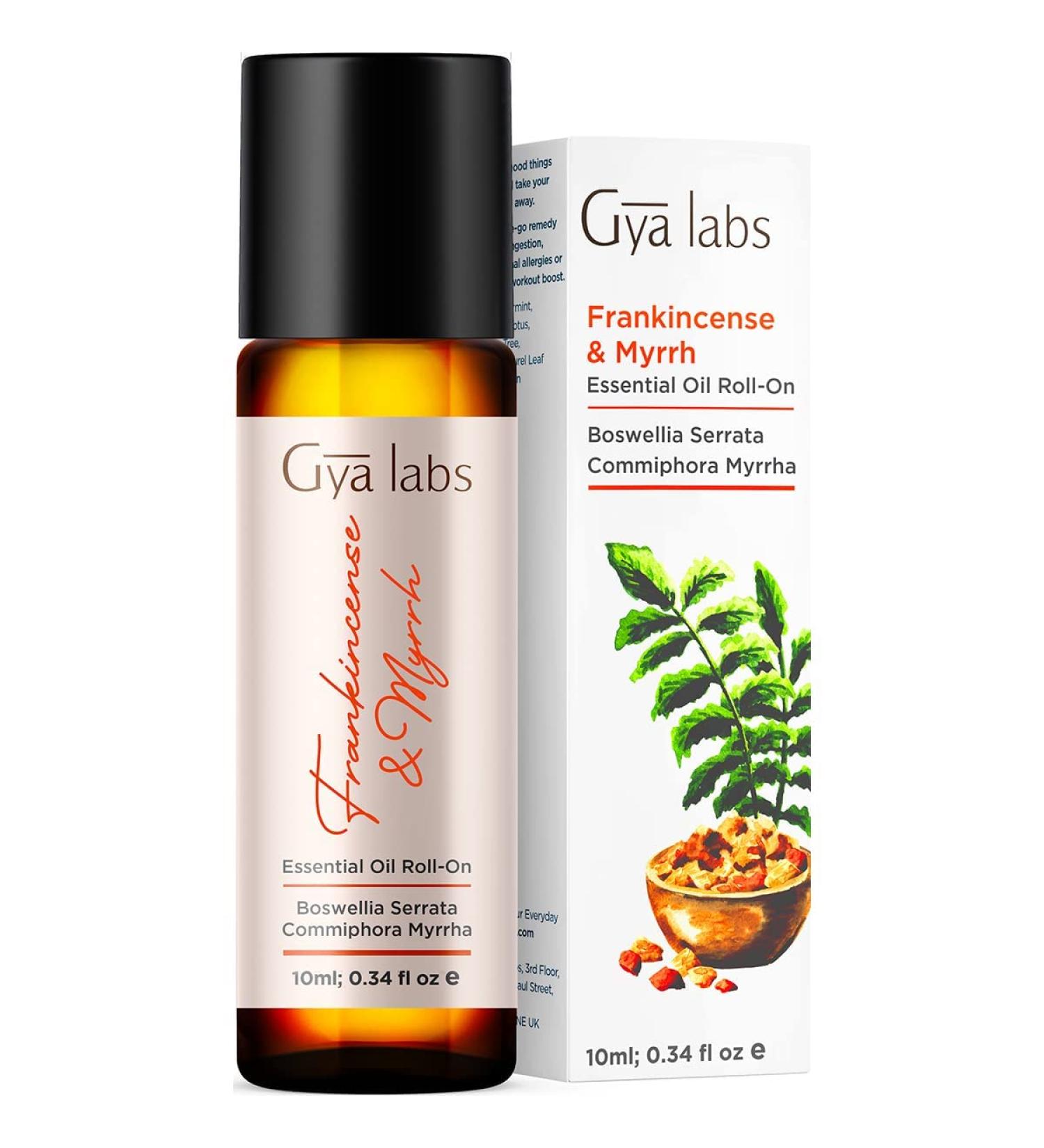 Gya Labs Frankincense & Myrrh Essential Oil Roll-On - 10ml Earthy Scent Roll-On - Buy Online on GoSupps.com