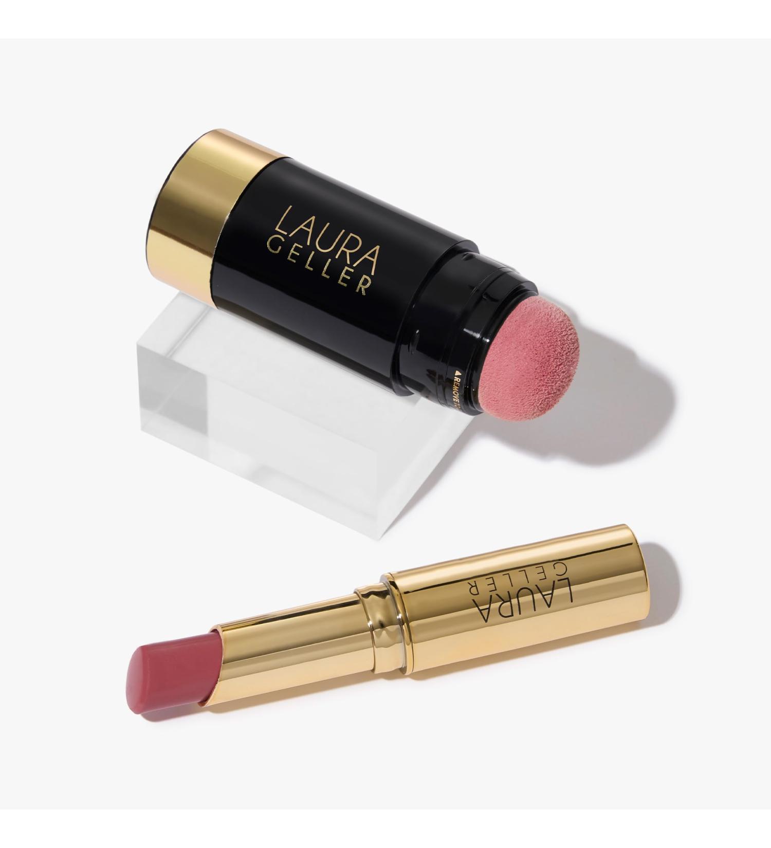 LAURA GELLER NEW YORK Quench-n-Colors Kit - Serum Blush Tint Practical Pink + Jelly Balm Moisturizing Tinted Lip Balm Figger Than Life - Buy Online on GoSupps.com