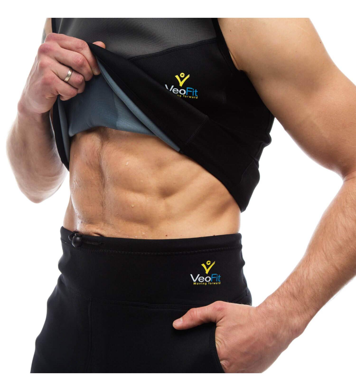 Veofit Men's Sweat Shirt - Neoprene Sauna Vest for Quick Weight Loss | Sizes S-XXXL | Includes Fitness Instructions & Carrying Bag - Buy Online on GoSupps.com