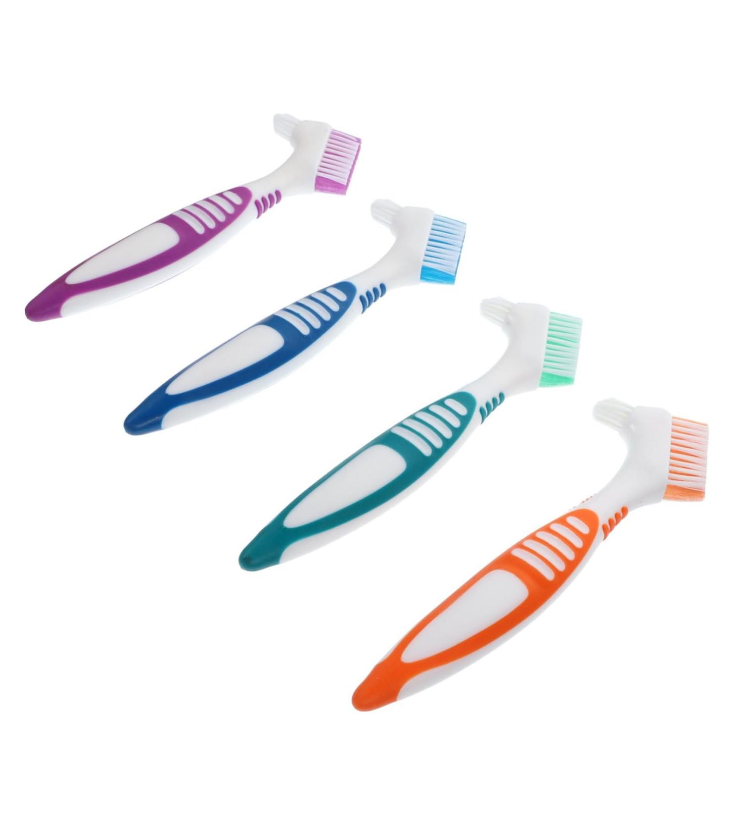 Vintorky 4-Piece Prosthesis Toothbrush Set | Portable & Comfortable Prosthetic Cleaning Brush - Double Head Design for Home Use - Buy Online on GoSupps.com