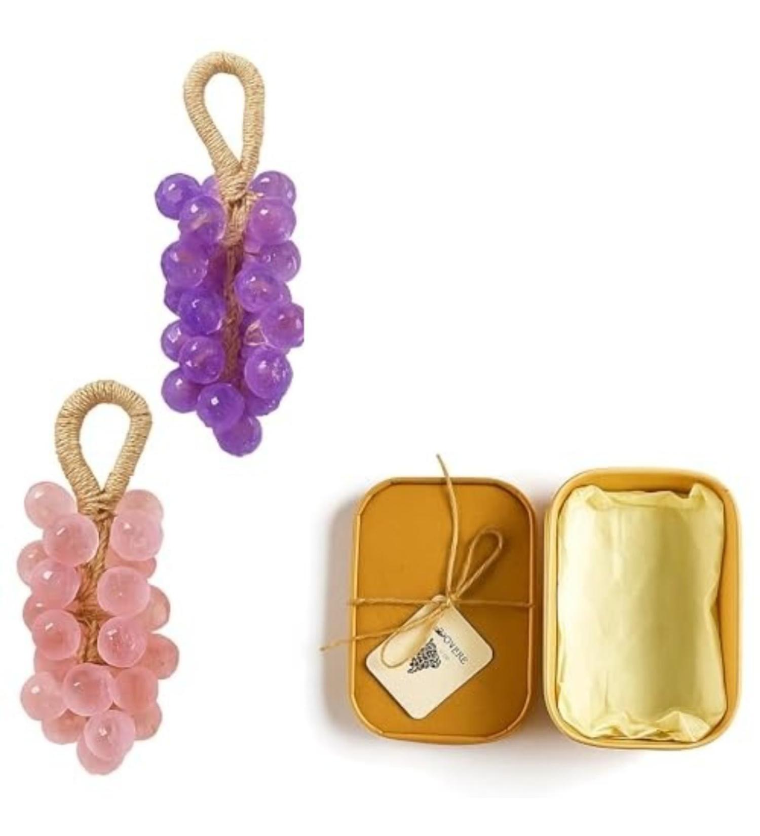 Grape soap on a rope Handmade crystal soap bar with hanging cord Gentle cold shower gel for men and women Unique novelty and bathroom decoration - Buy Online on GoSupps.com