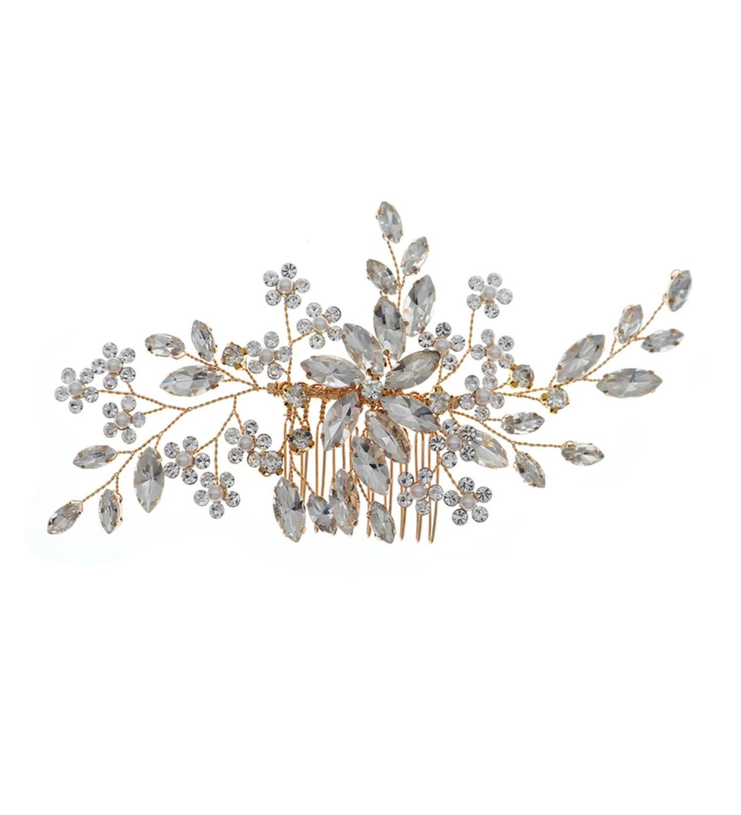 Ipetboom Flower Comb Bridal Hair Clip Bridal Headpiece Bride Hair Clip Birthday Hair Comb Rhinestone Barrettes Banquet Hair Comb Tiara Accessories Manual Bridesmaid Rhinestones - Buy Online on GoSupps.com