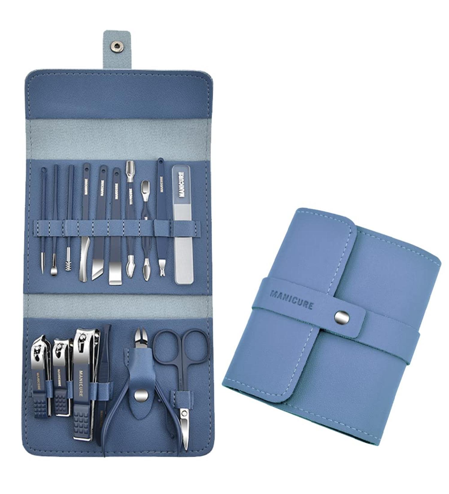 Professional Manicure Pedicure Kit - Nail Clippers in Blue - Buy Online on GoSupps.com