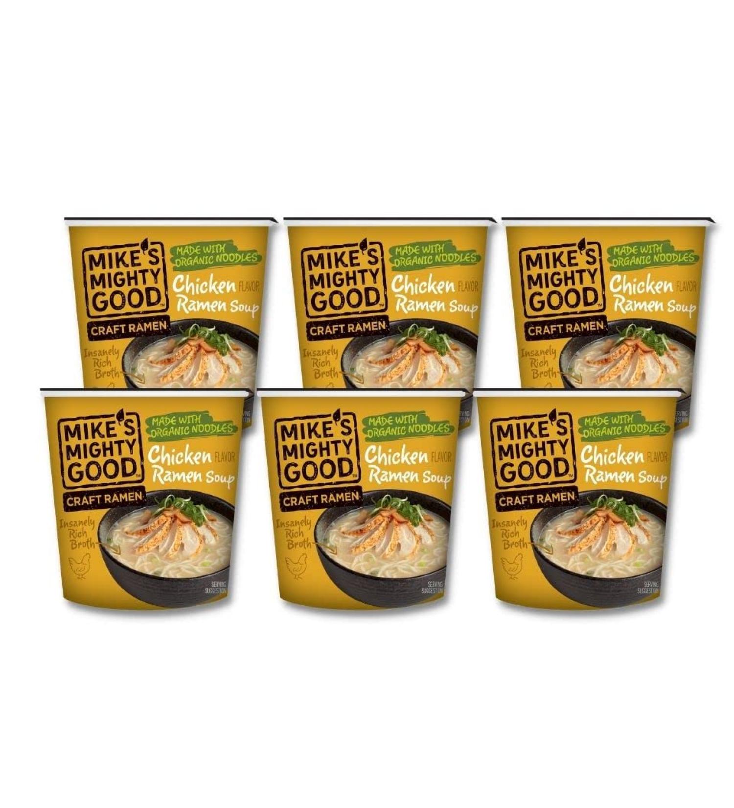 Mike's Mighty Good Organic Chicken Ramen Noodle Soup Cups - 6 Pack (1.6 oz each) - Non-GMO Instant Noodles - Buy Online on GoSupps.com