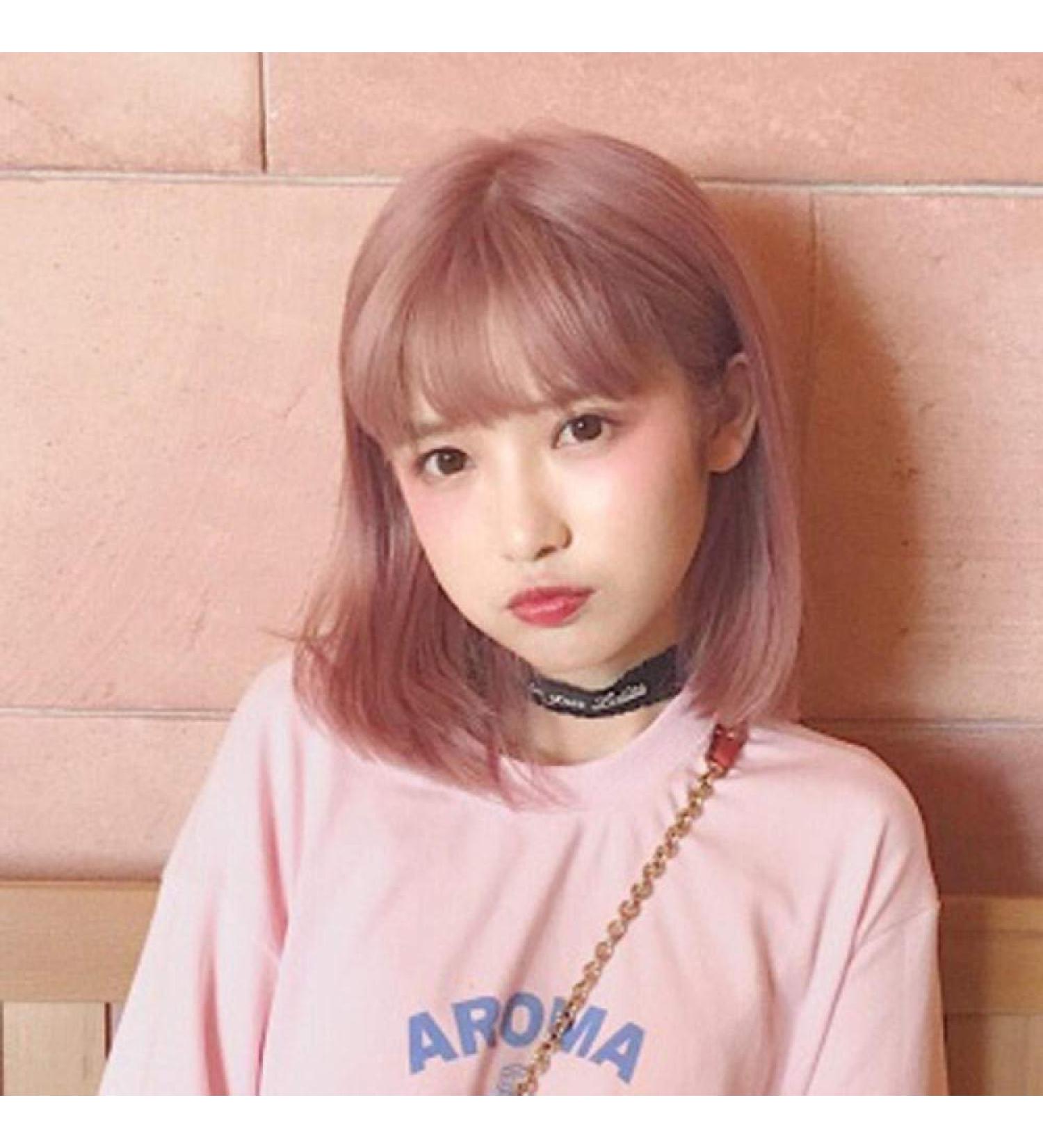 Stylish Short Hair Wigs for Women - Light Pink Bob with Air Bangs | European & American Fashion - Buy Online on GoSupps.com