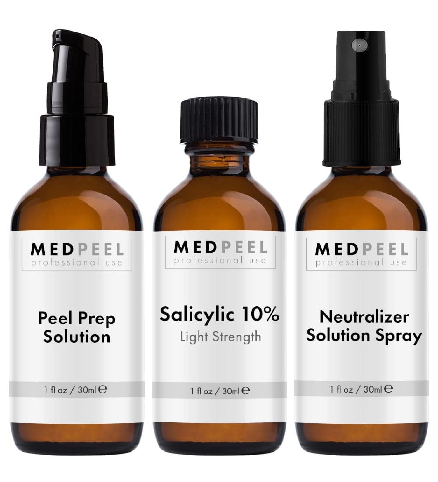 MedPeel Salicylic Acid 10% Peel Kit - Professional Chemical Exfoliation for Beginners | 3-Pack 1oz Each - Buy Online on GoSupps.com