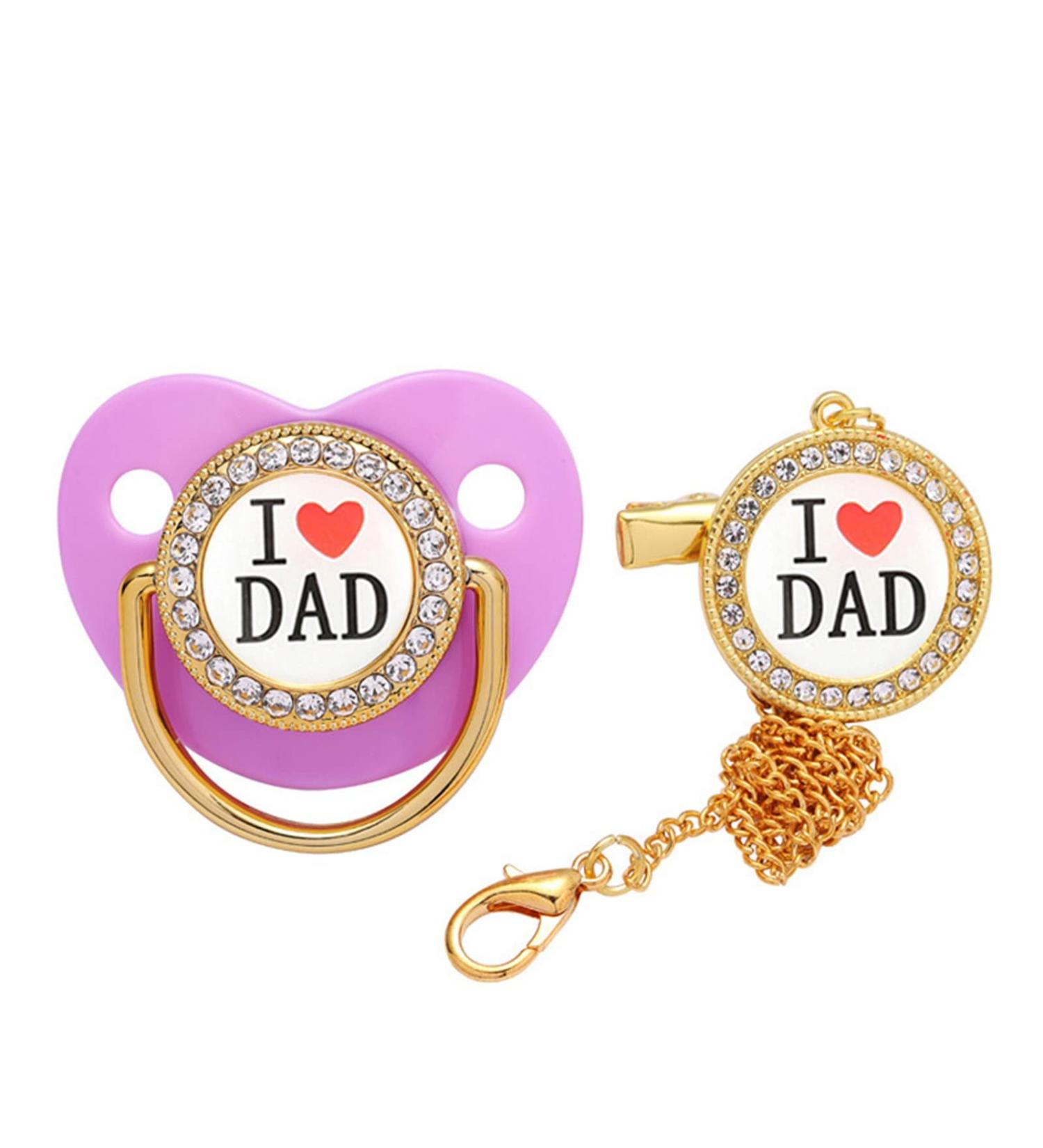 Buy Haolei Rose Gold Bling Baby Pacifier & Clips | Rhinestone Nipple Dummy for Newborns (0-18 Months) - International Shipping Available - Buy Online on GoSupps.com