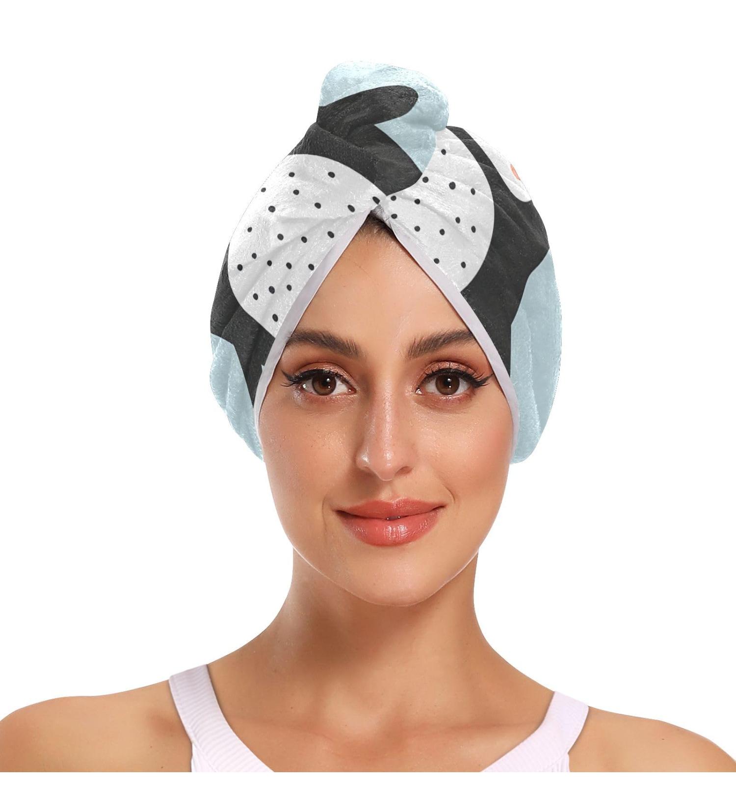 Clever Penguins Hair Towel 2 Pack - Super Absorbent Quick Dry Hair Turbans for Women & Girls - Buy Online on GoSupps.com