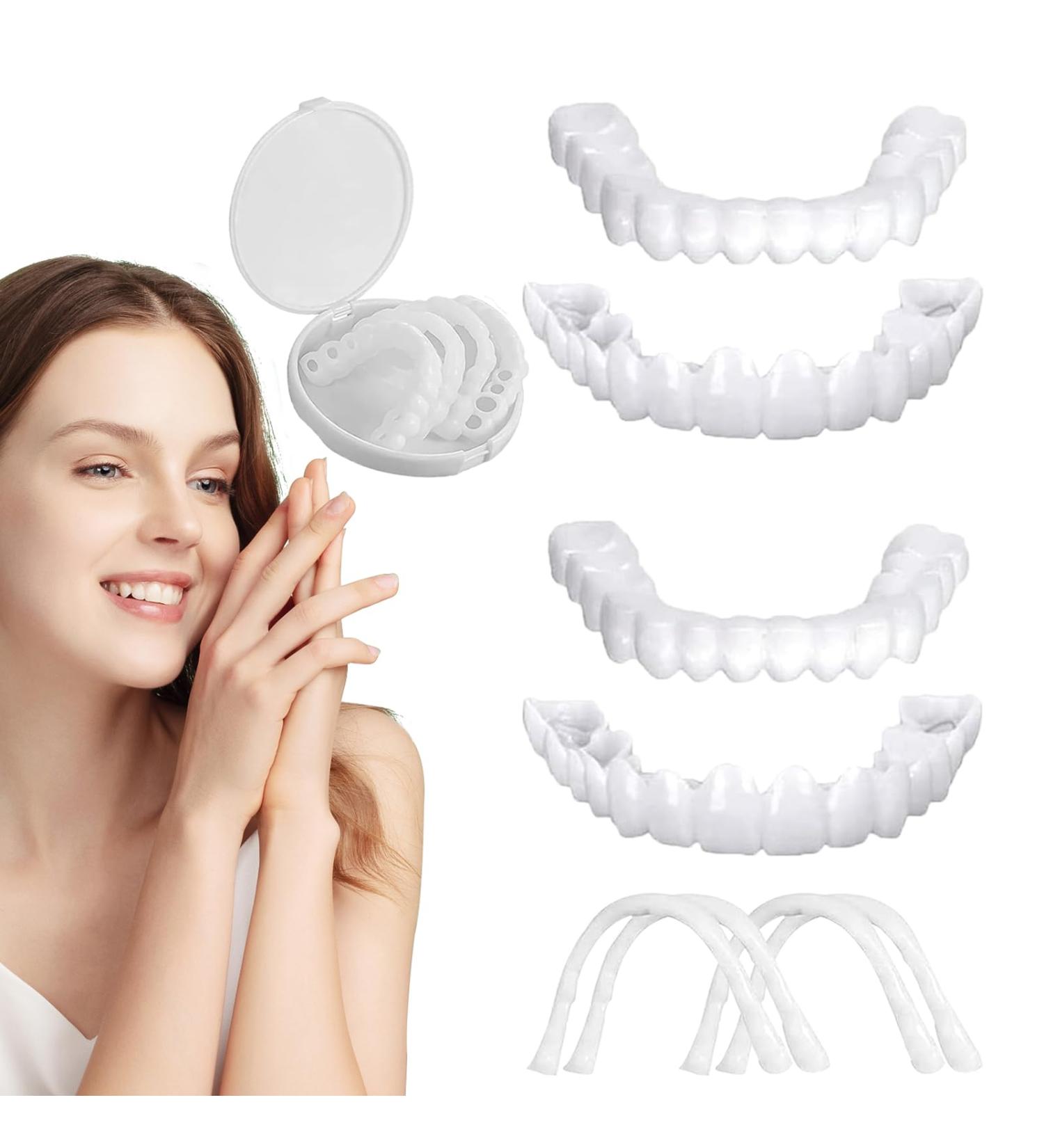 4-Piece Plug-In Dentures - Whiten & Brighten Your Smile | Unisex False Teeth for Imperfect Smiles - Buy Online on GoSupps.com